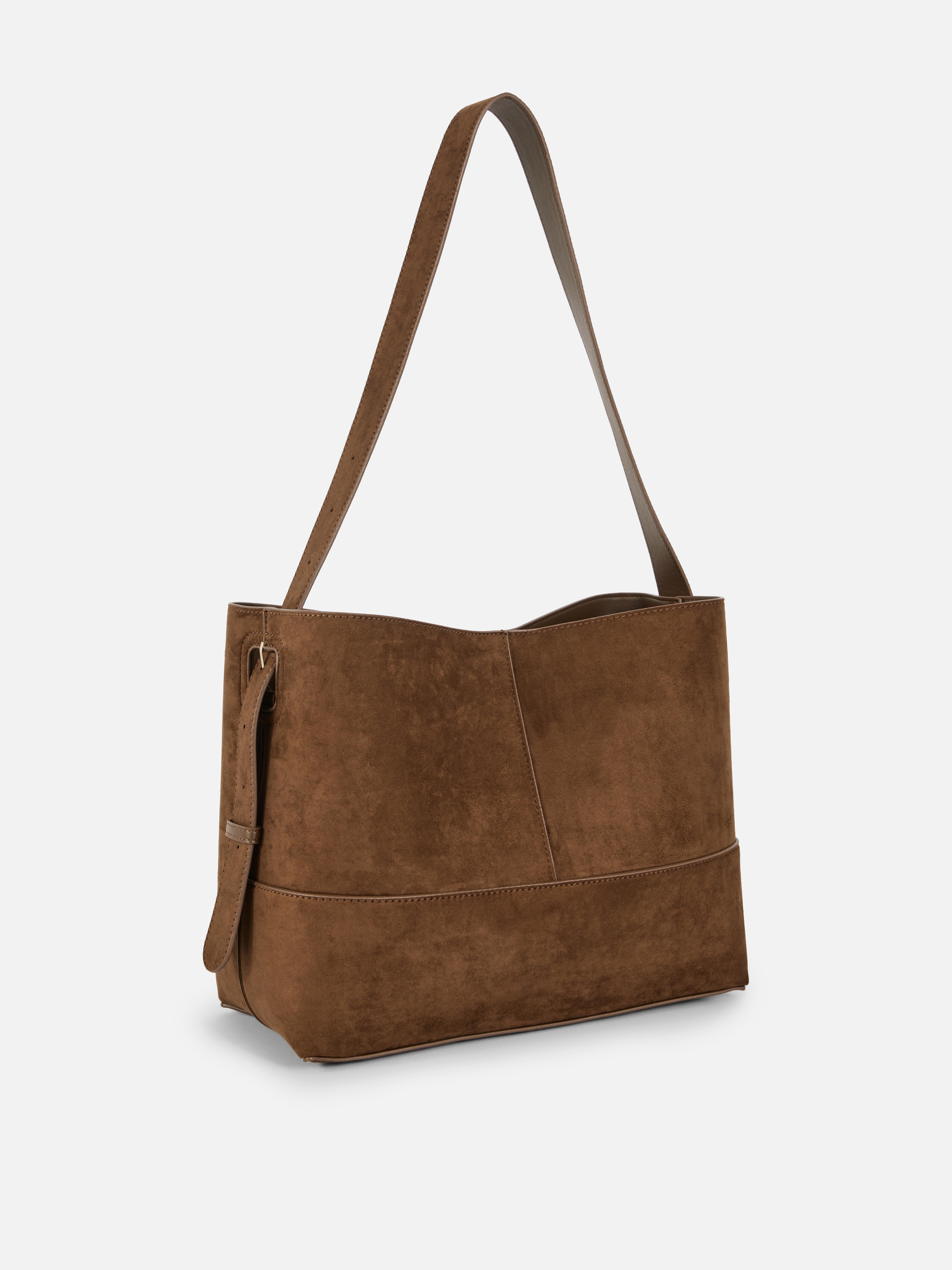 Faux Suede Tote Shoulder Bag