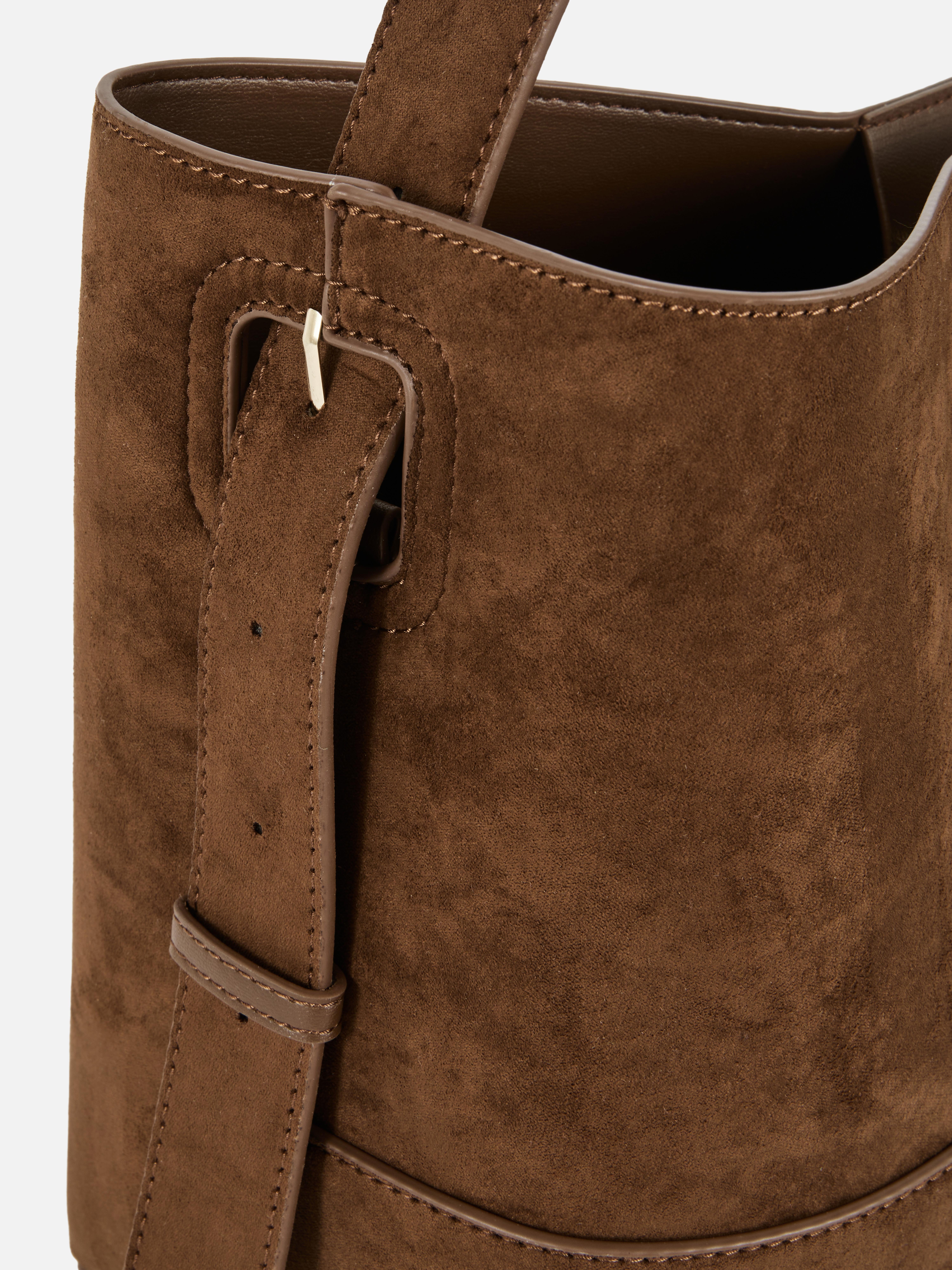 Faux Suede Tote Shoulder Bag