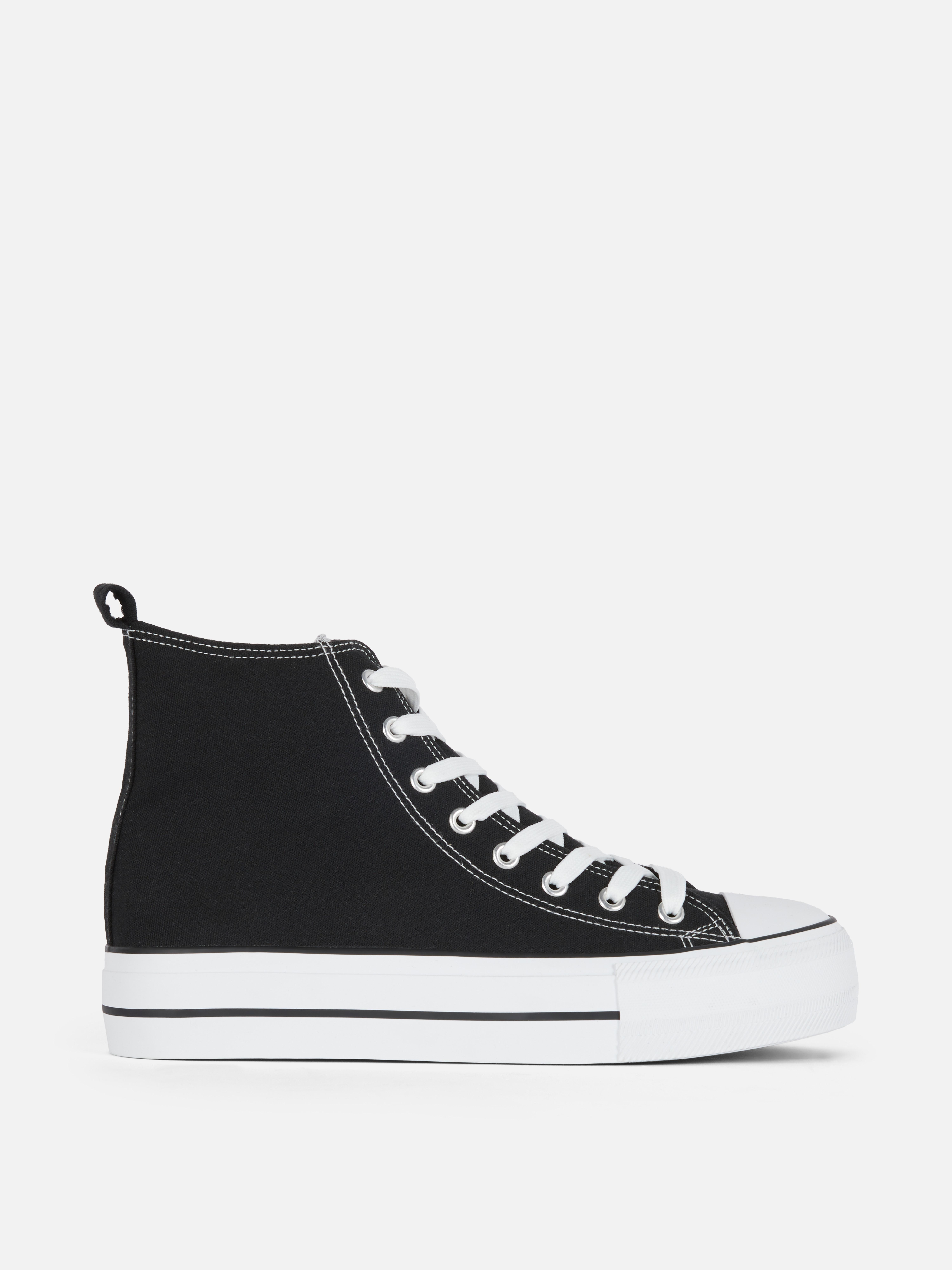 Canvas Flatform High-Top Trainers Black