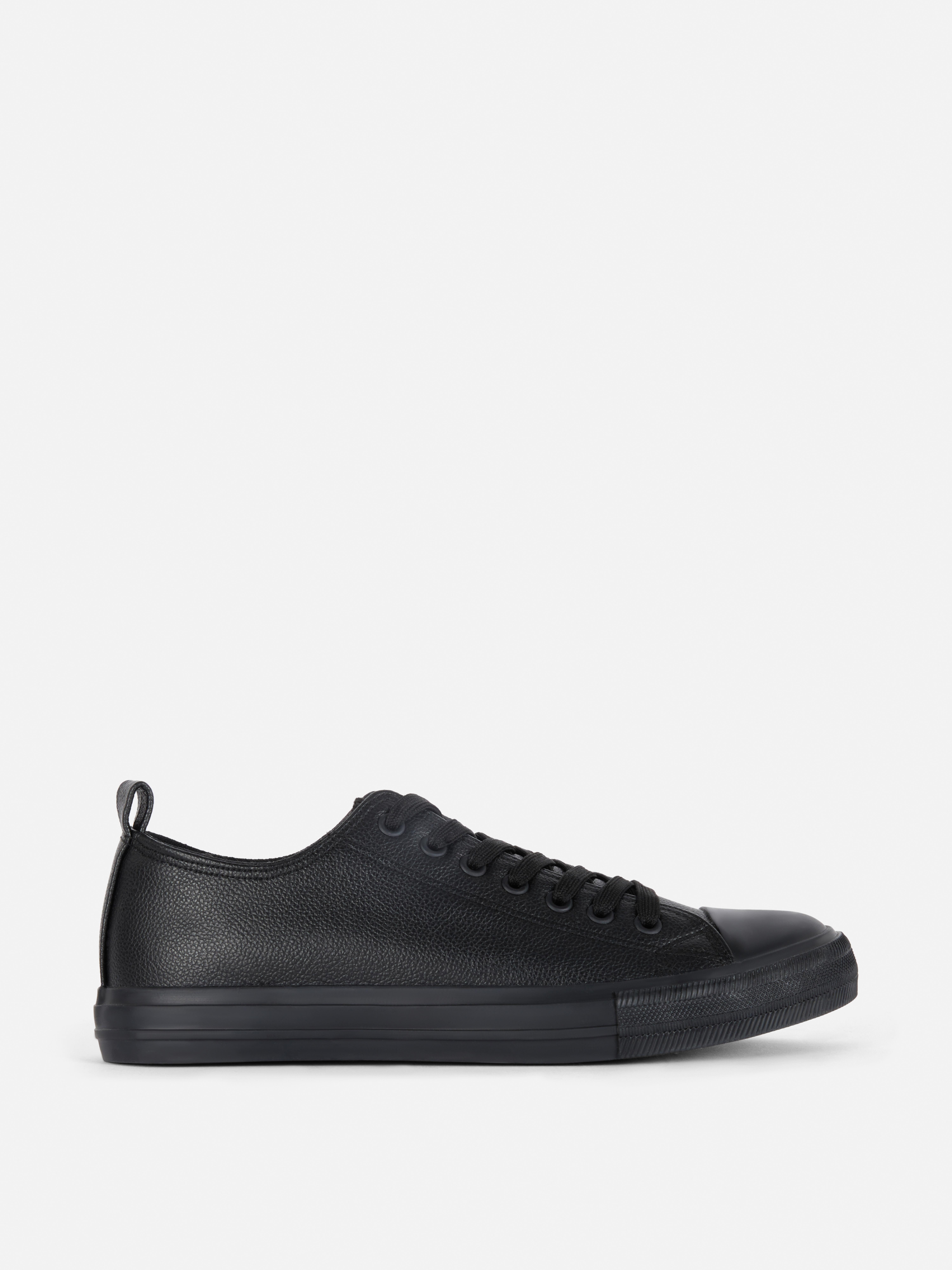 Faux Leather Low-Top Trainers Black