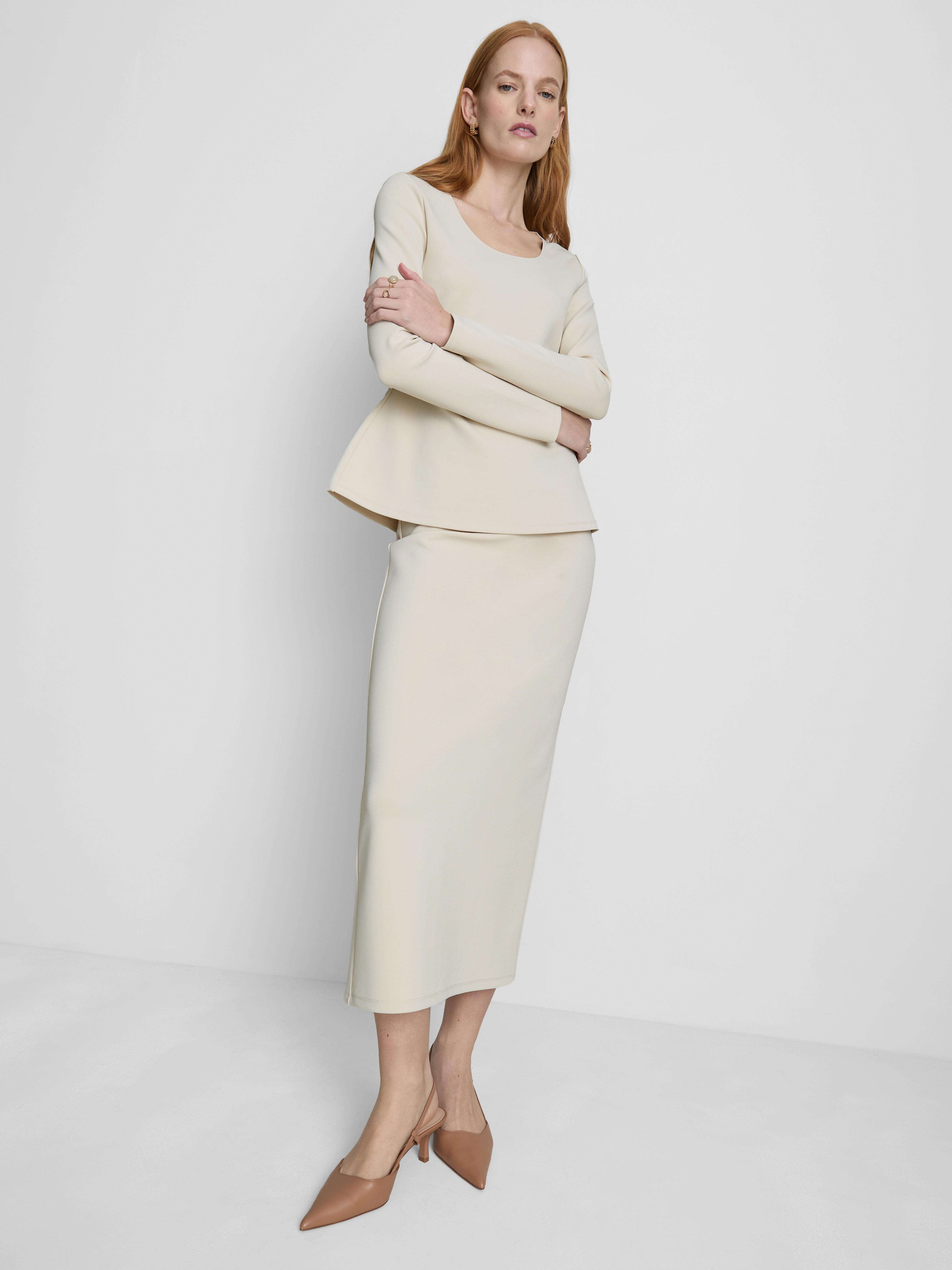 Falda midi compacta de Paula Echevarría Color marfil