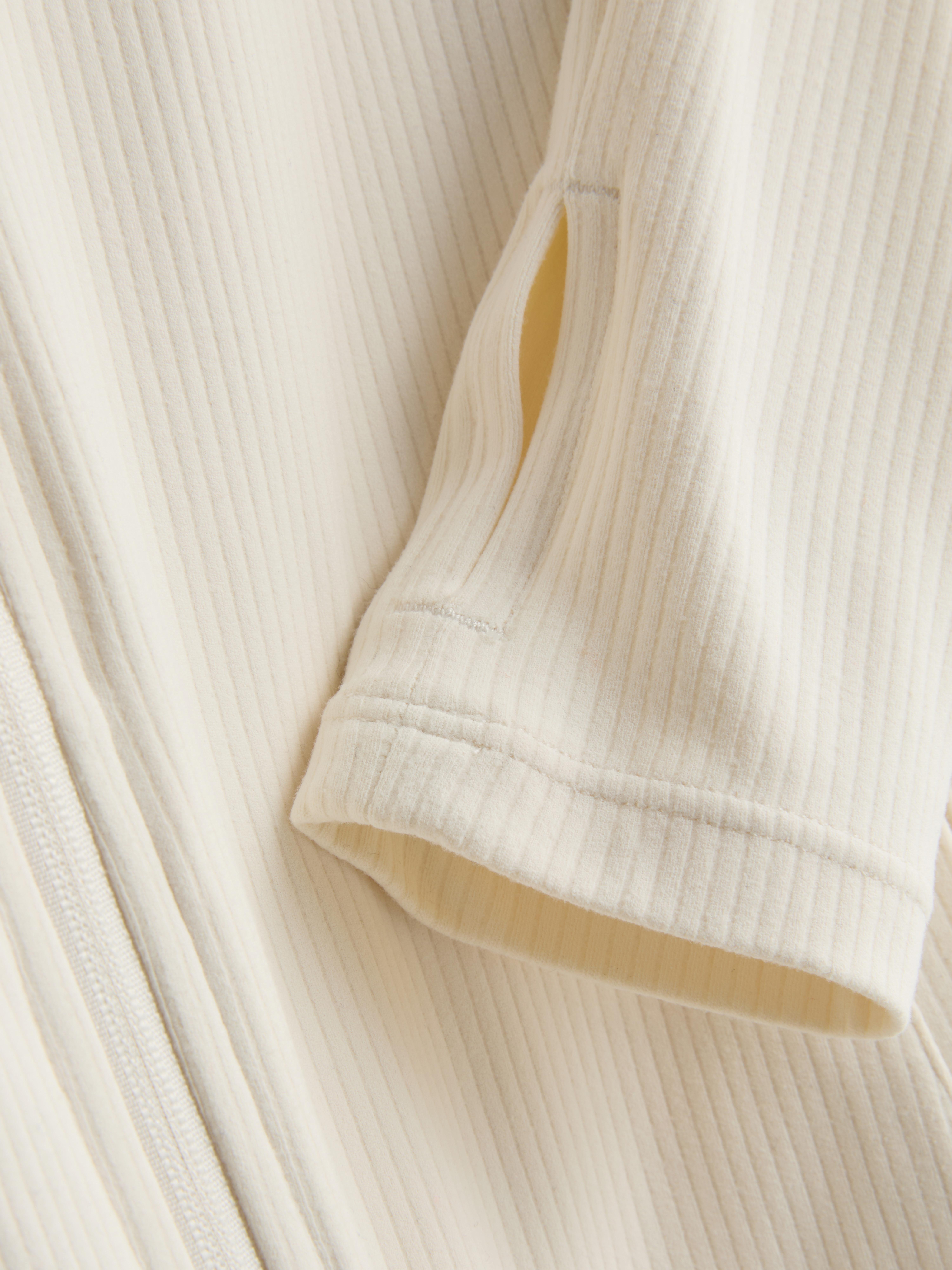 Women's Ivory Ribbed Zip Through Performance Jacket