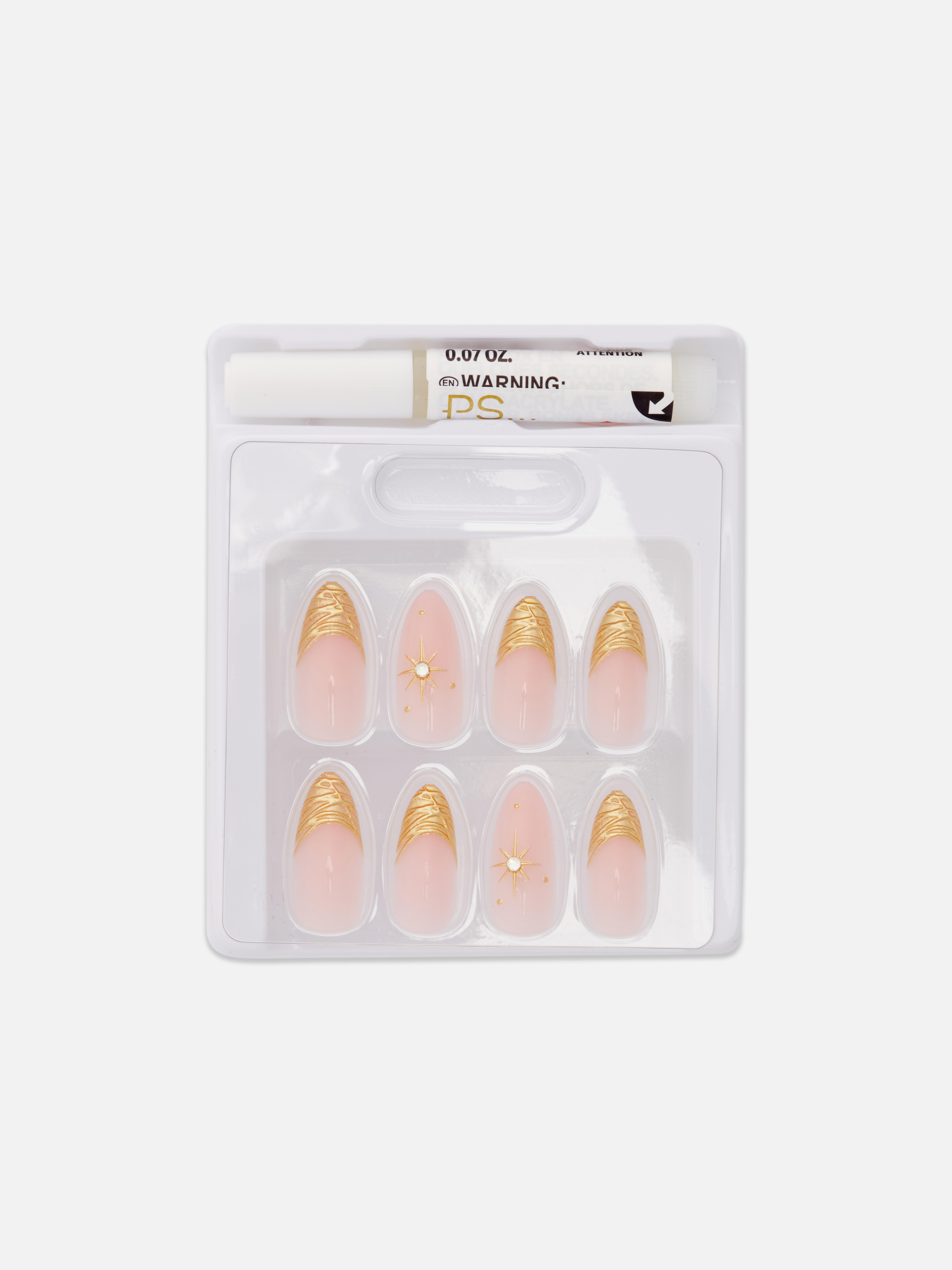 PS Pro... Gold Star Pointed False Nails