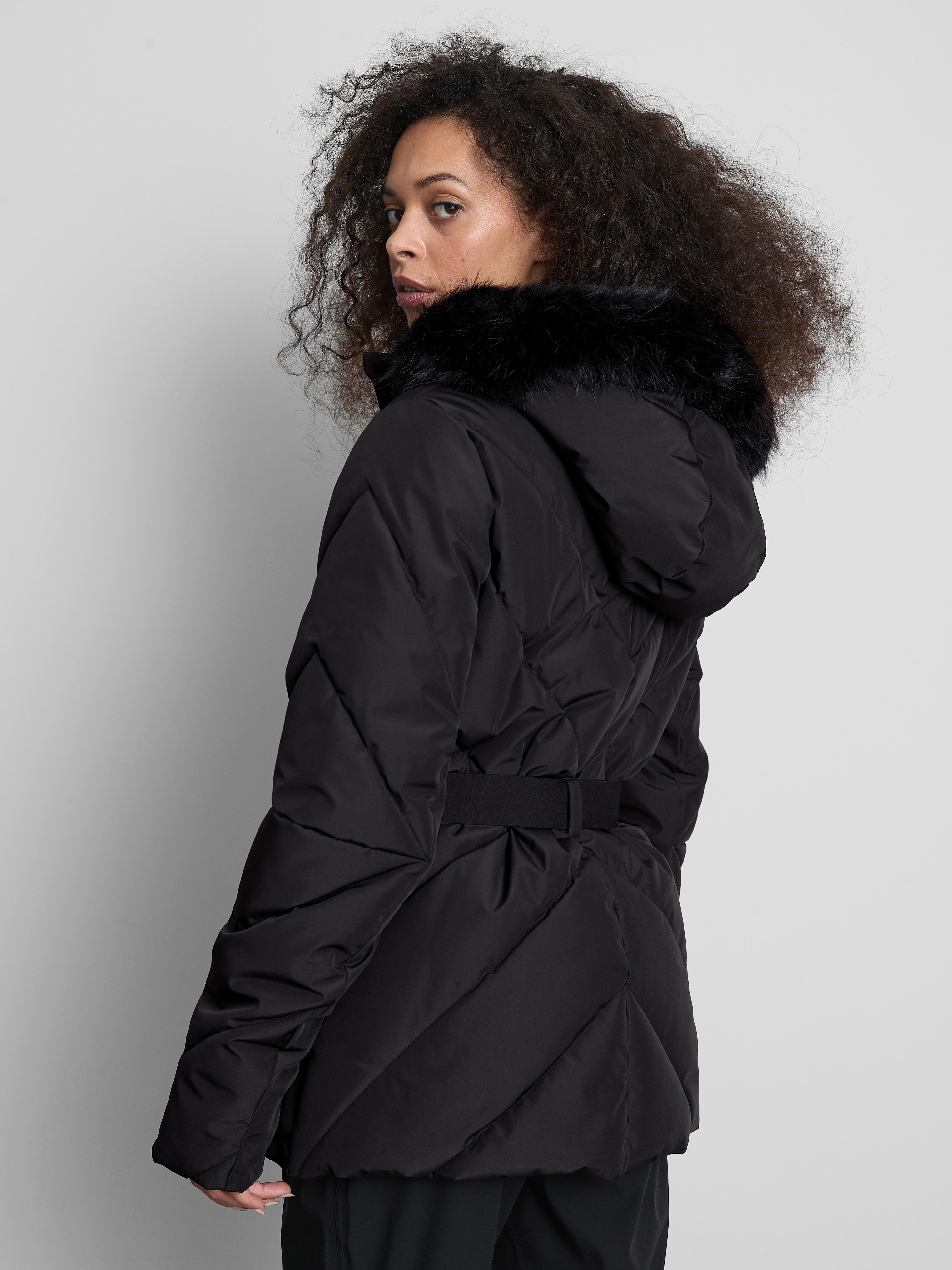 Faux Fur Trim Belted Ski Jacket