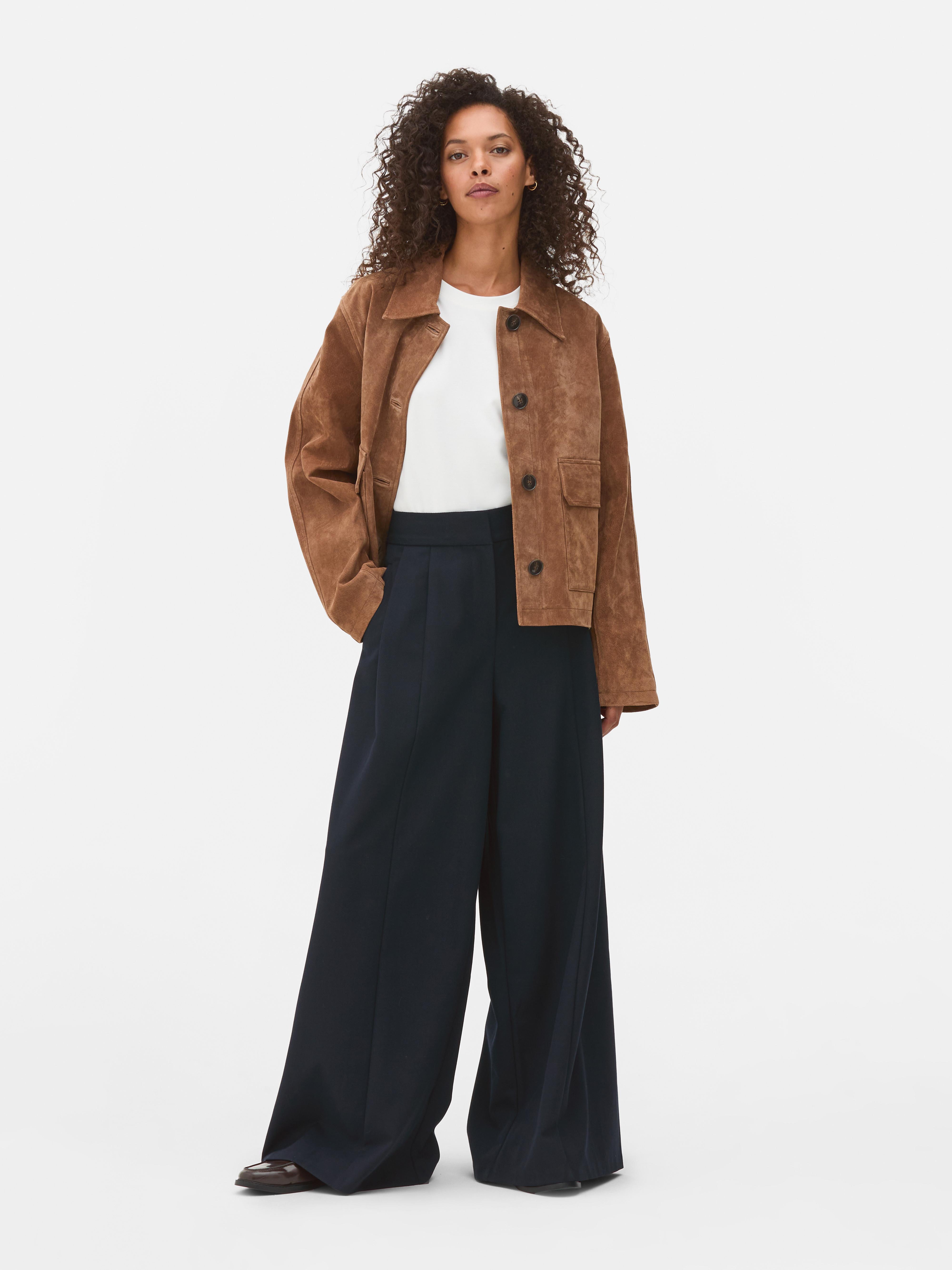 The Edit Twill Wide Leg Trousers