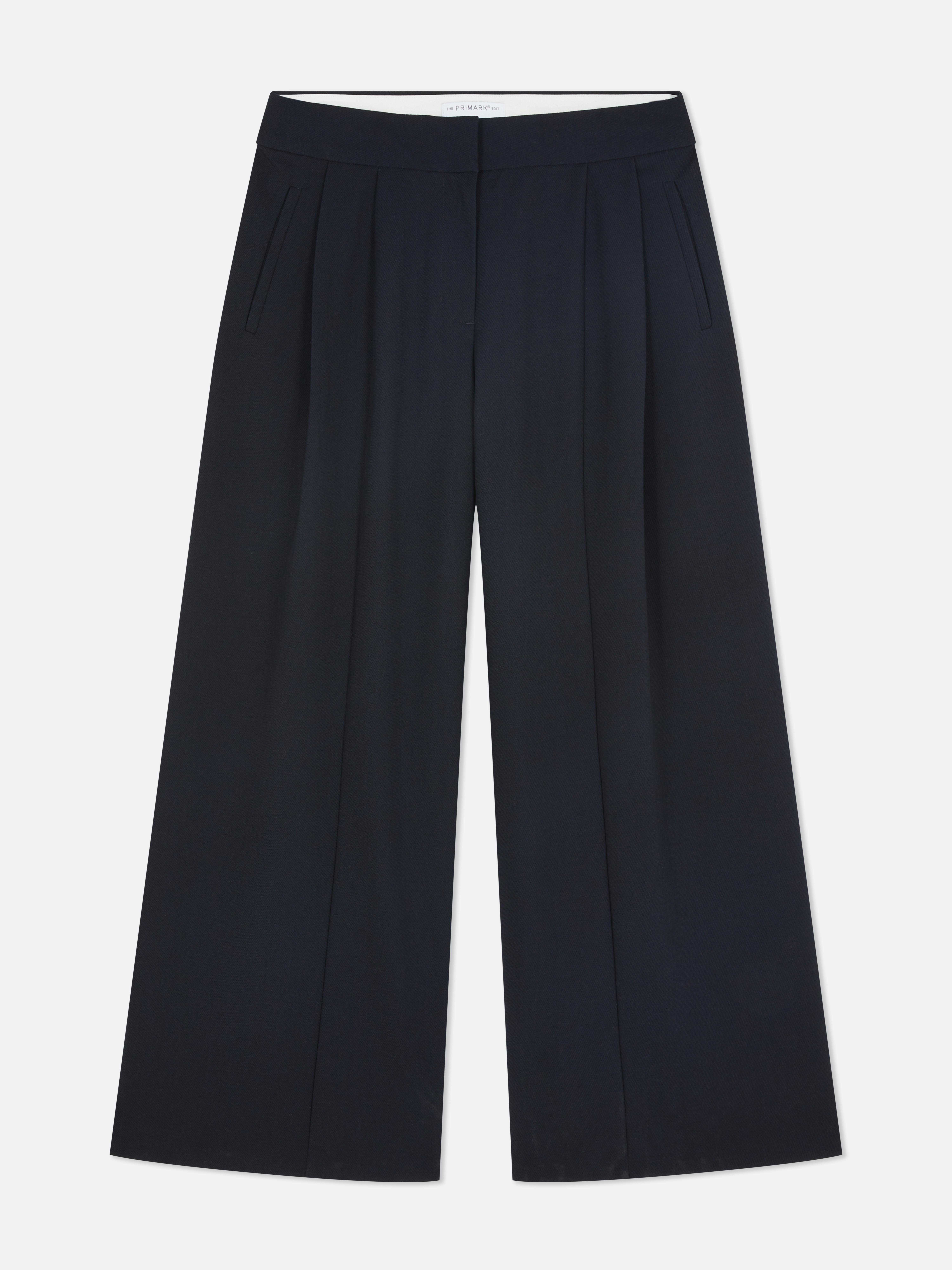 The Edit Twill Wide Leg Trousers