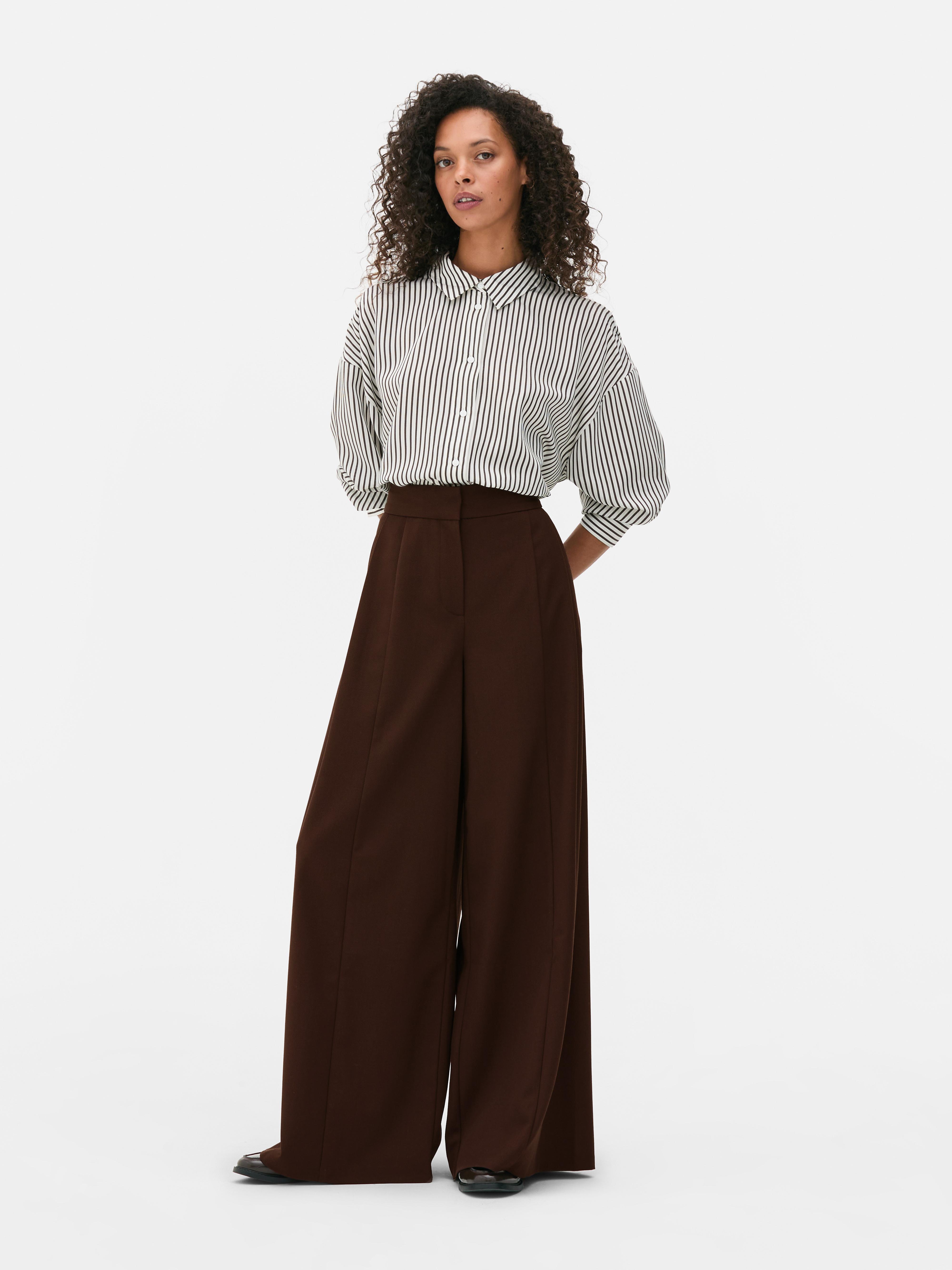 The Edit Twill Wide Leg Trousers