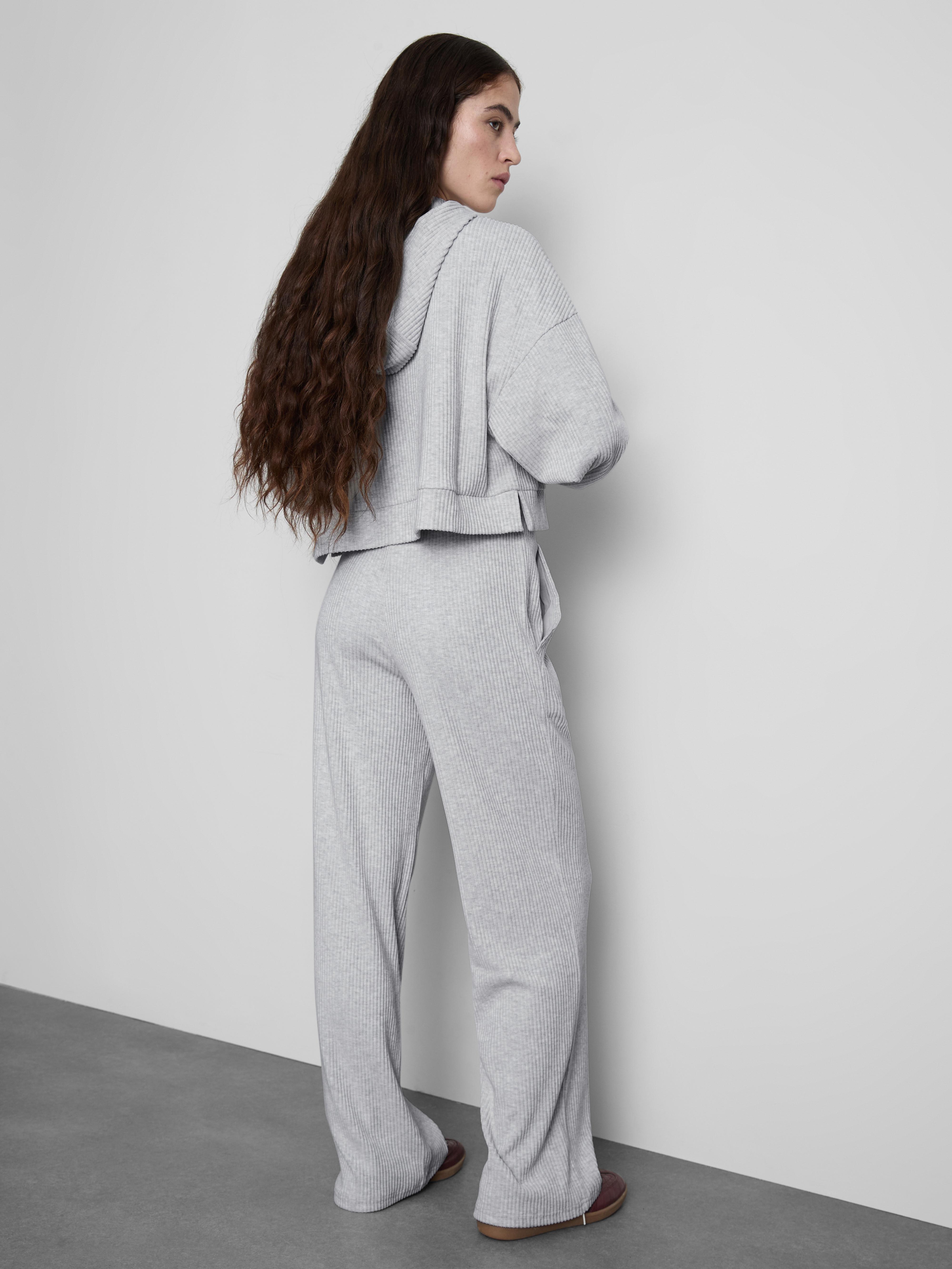 Pantaloni da tuta a coste a gamba dritta