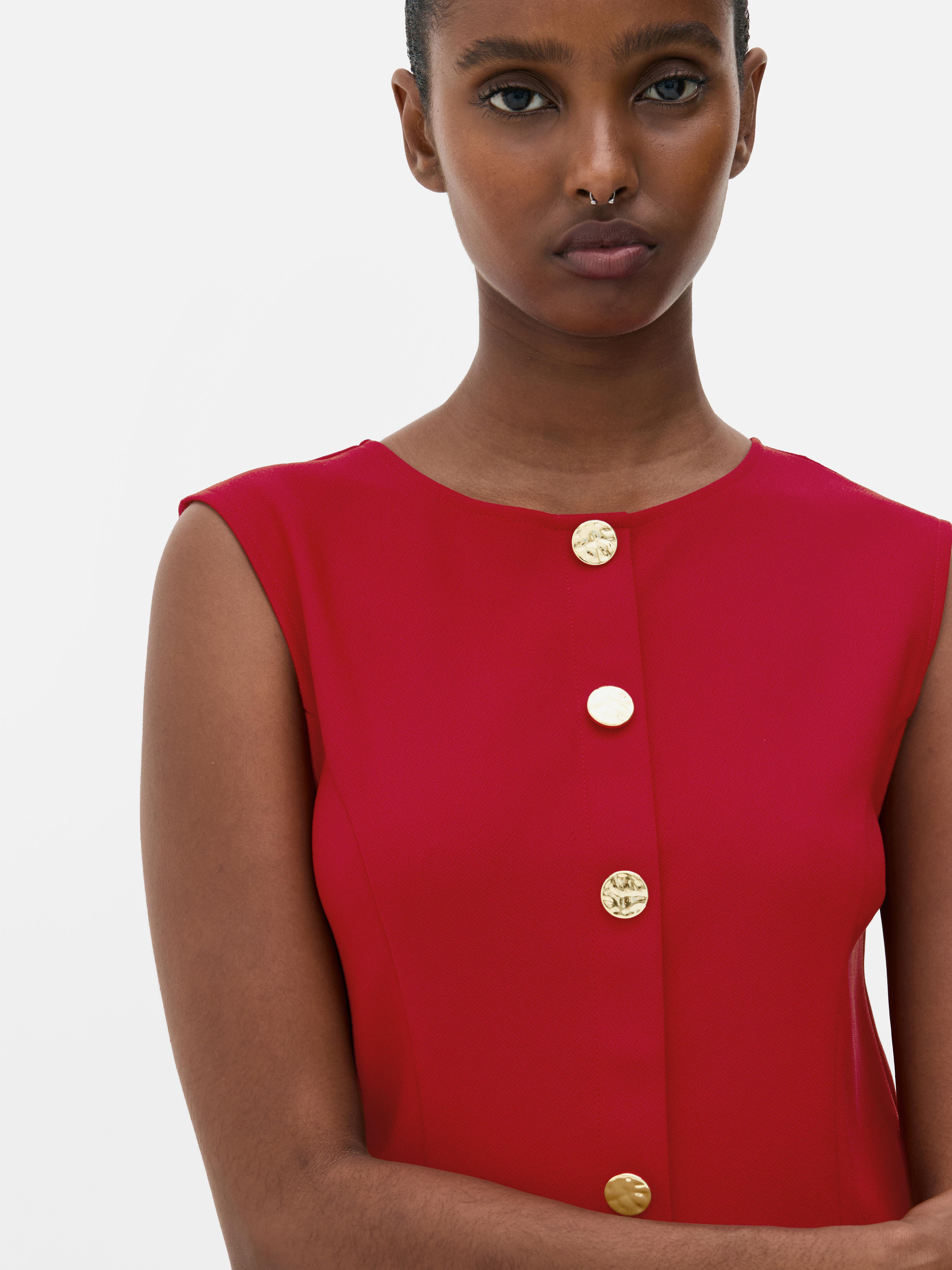 Button Through Mini Shift Dress