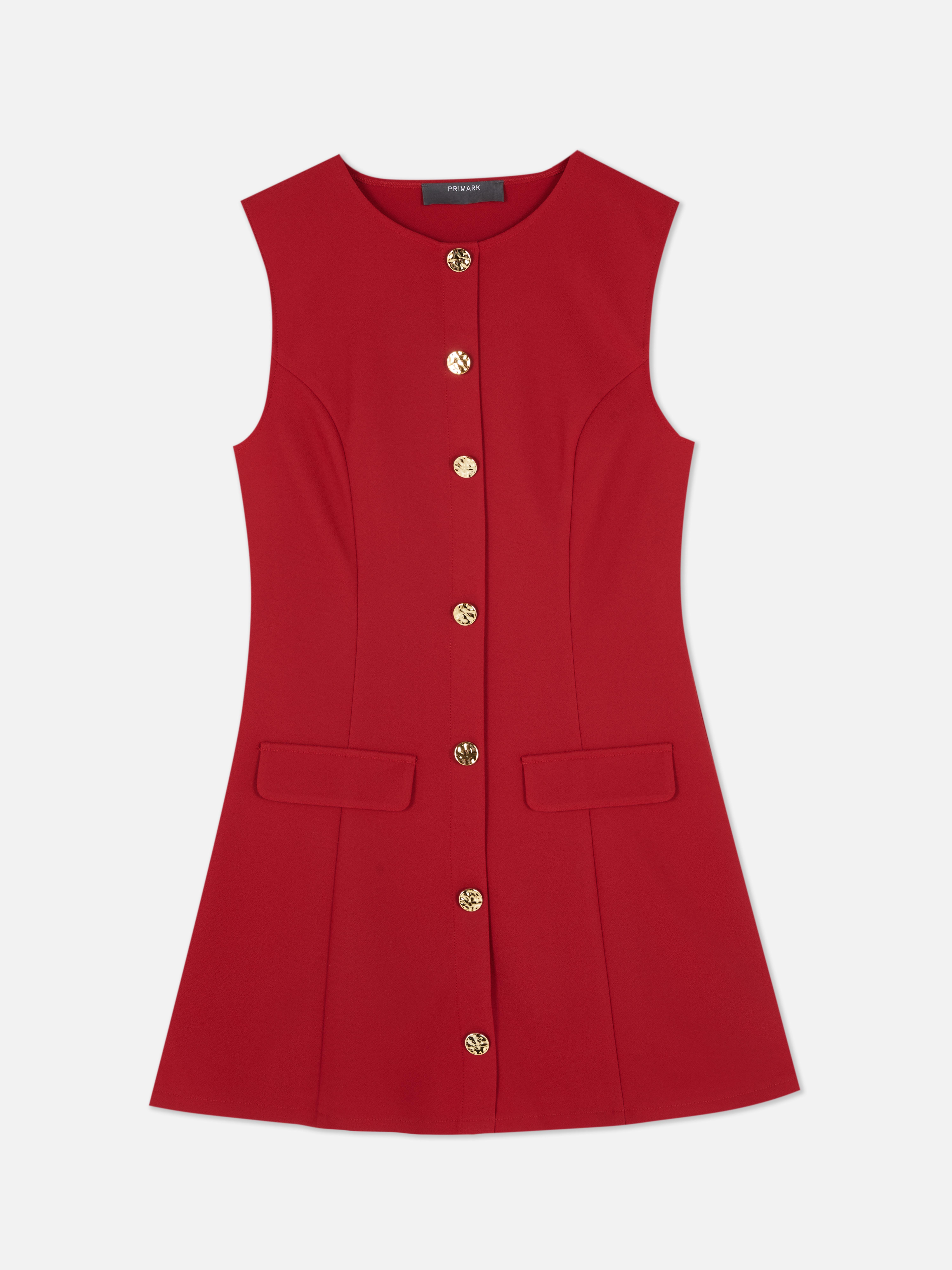 Button Through Mini Shift Dress