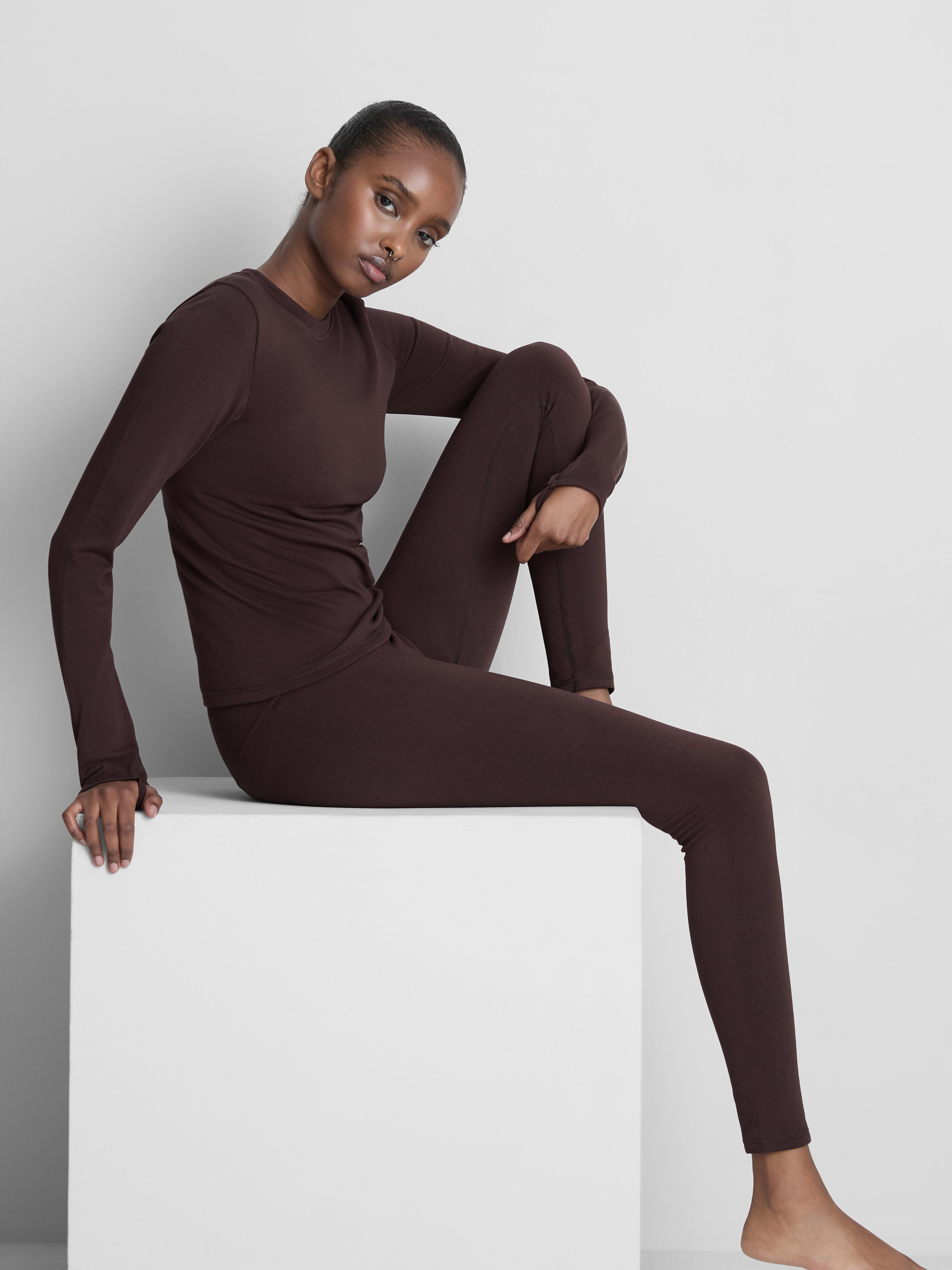 Women's Chocolate High Waisted Seamless Active Leggings