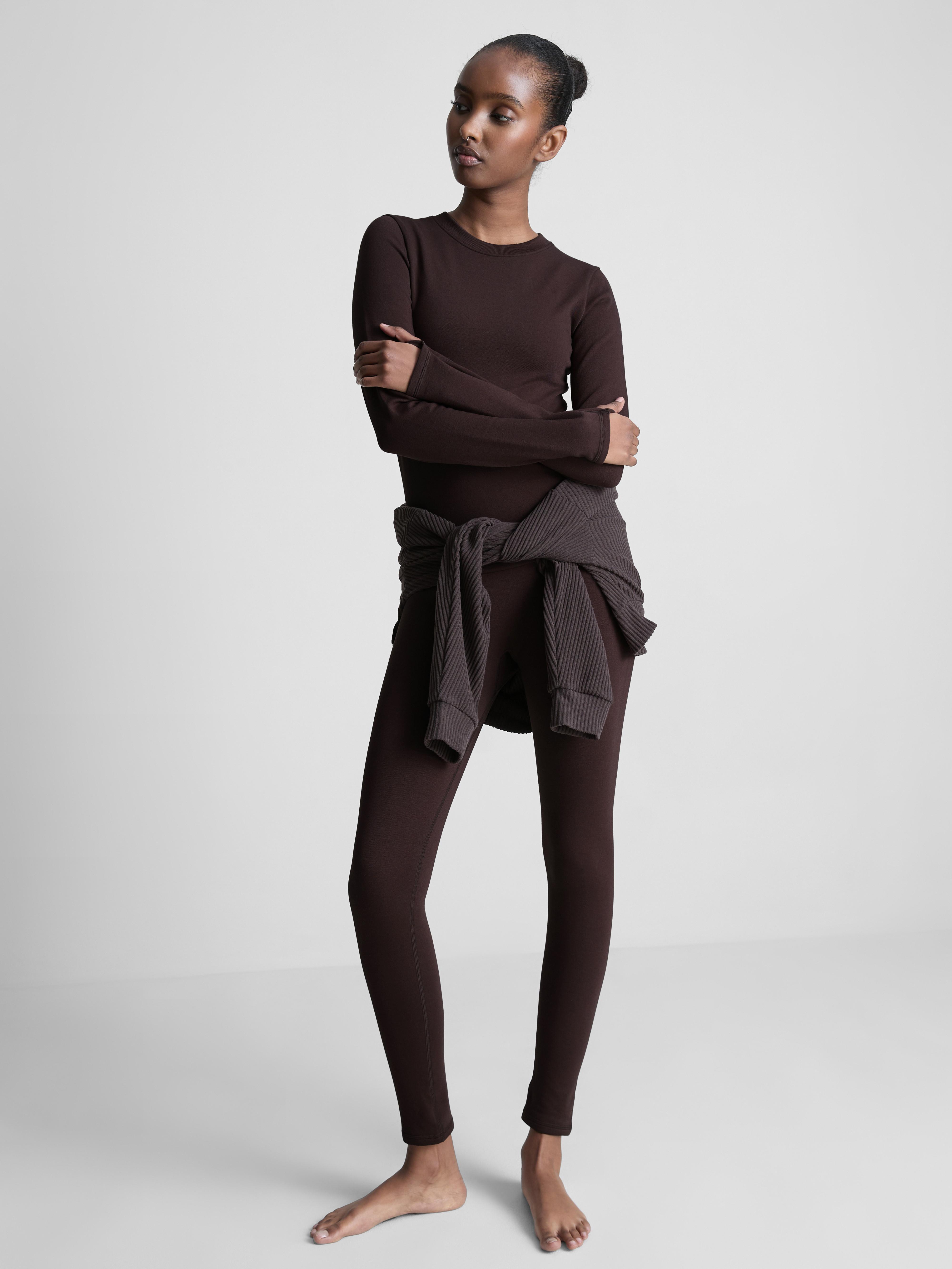 Women's Chocolate Seamless Brushed Long-Sleeve Top