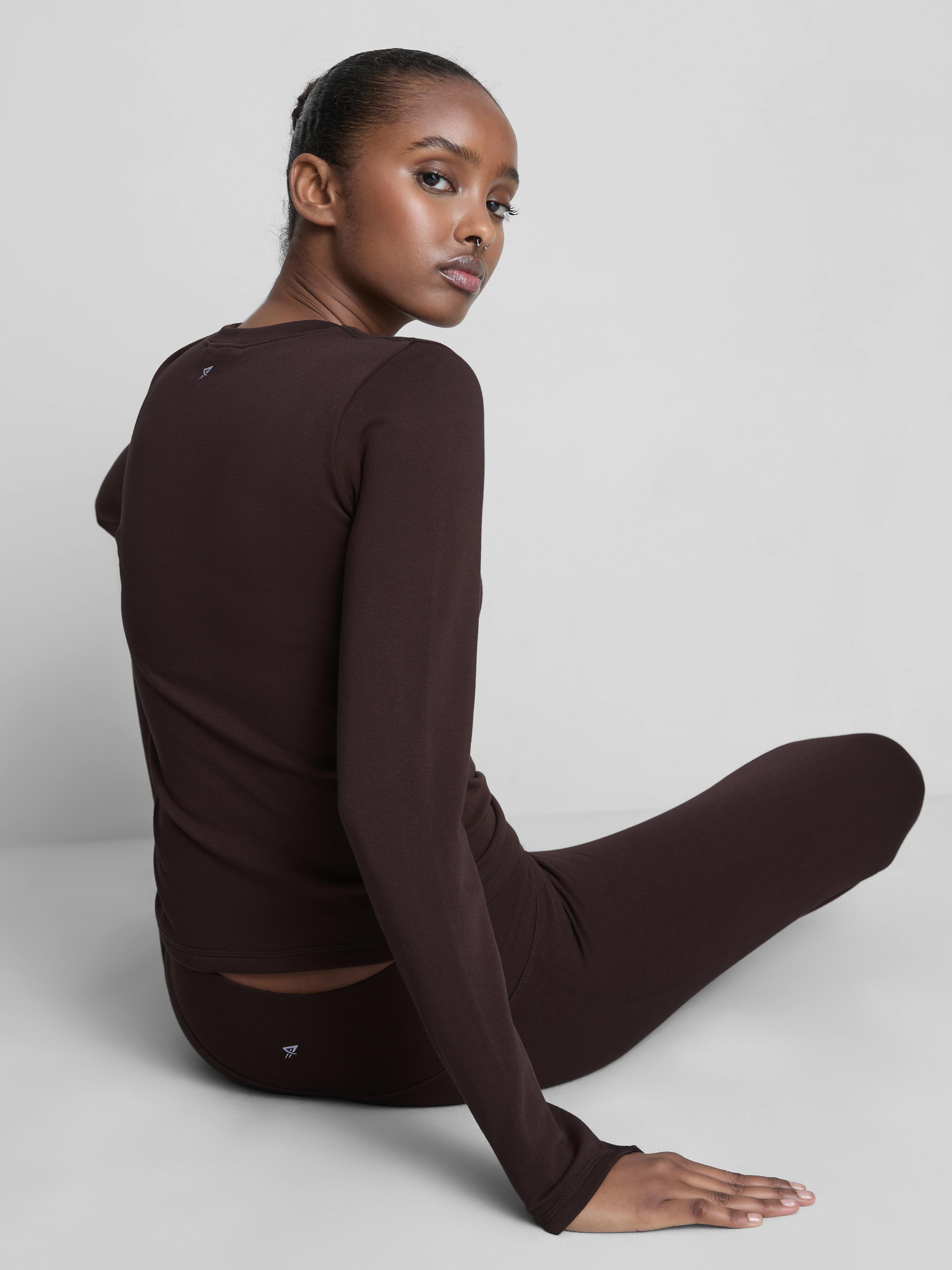 Women's Chocolate Seamless Brushed Long-Sleeve Top