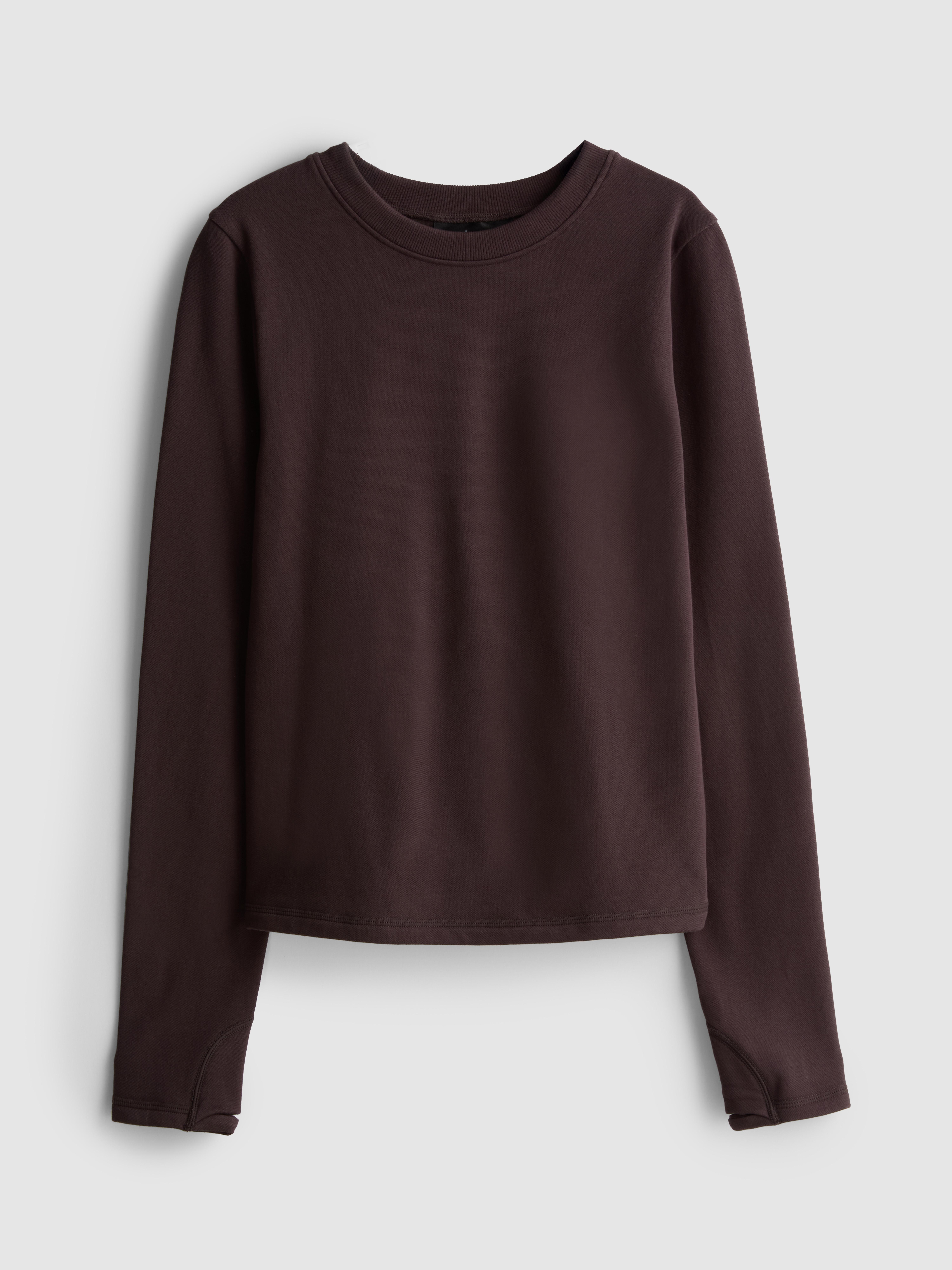 Women's Chocolate Seamless Brushed Long-Sleeve Top