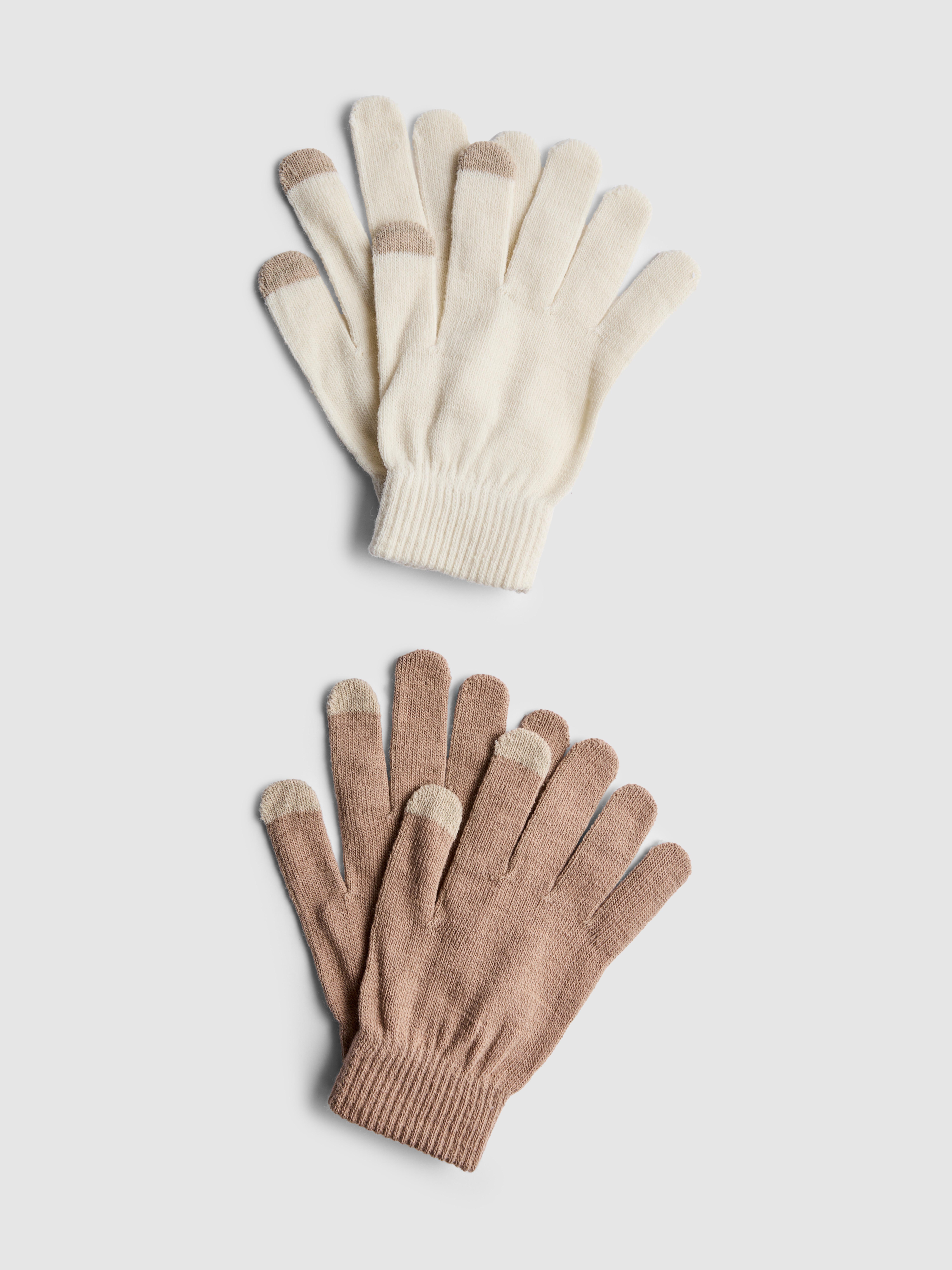 2pk Touchscreen Gloves Oatmeal