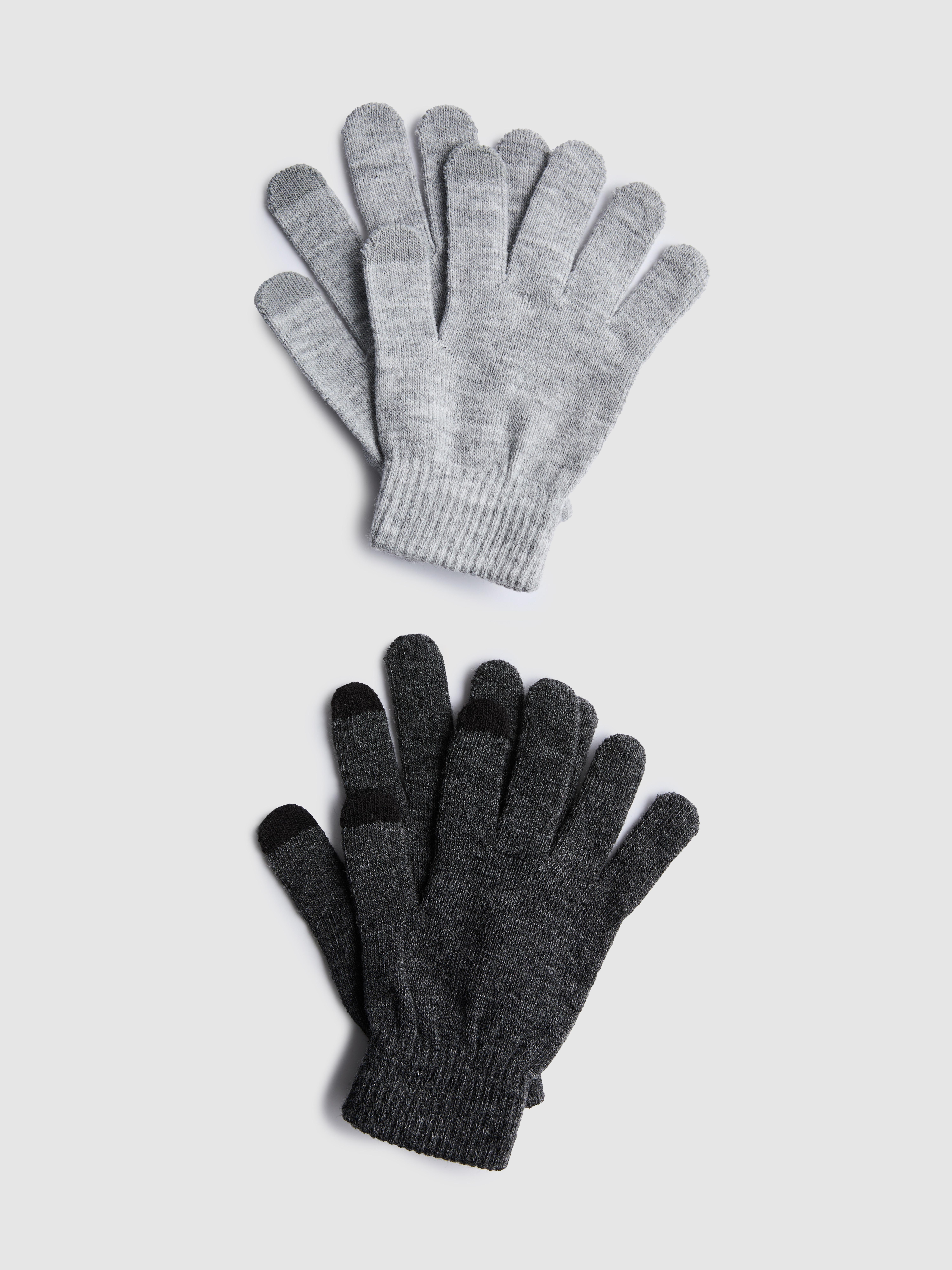 2pk Touchscreen Gloves Grey
