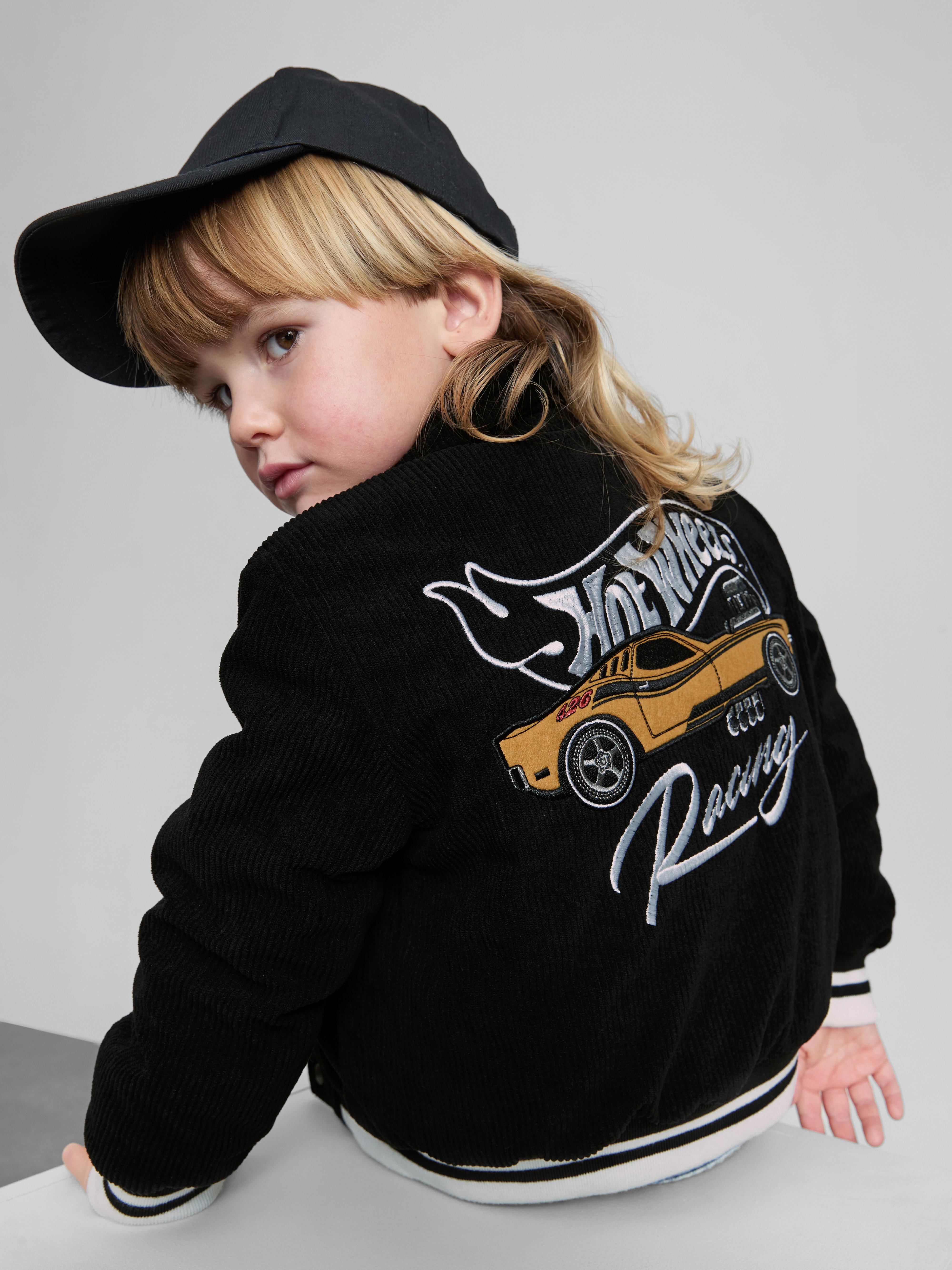 Boys Black 1.5-8yrs | Hot Wheels Corduroy Varsity Jacket
