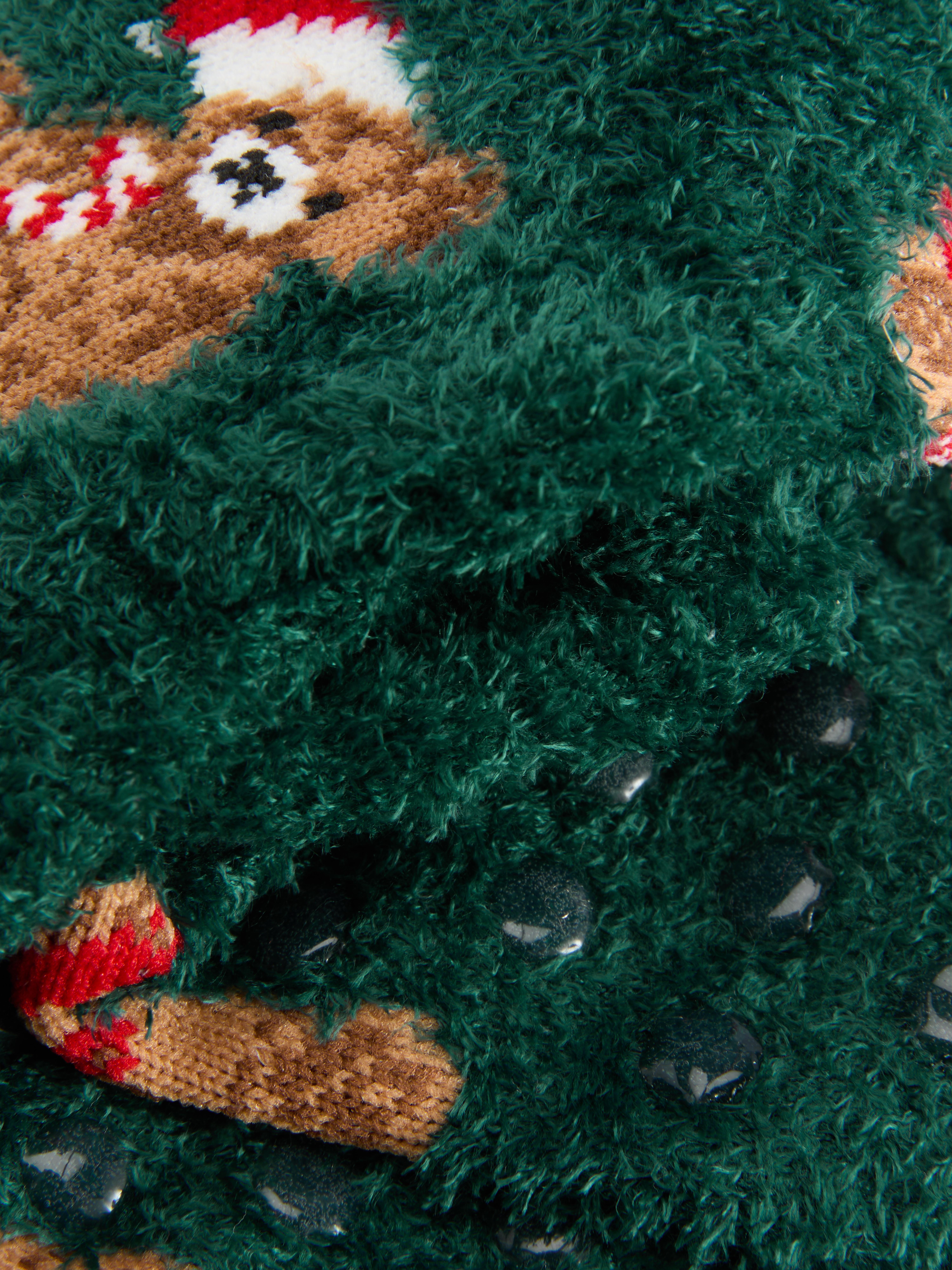 Chaussettes de Noël douillettes à motif ourson