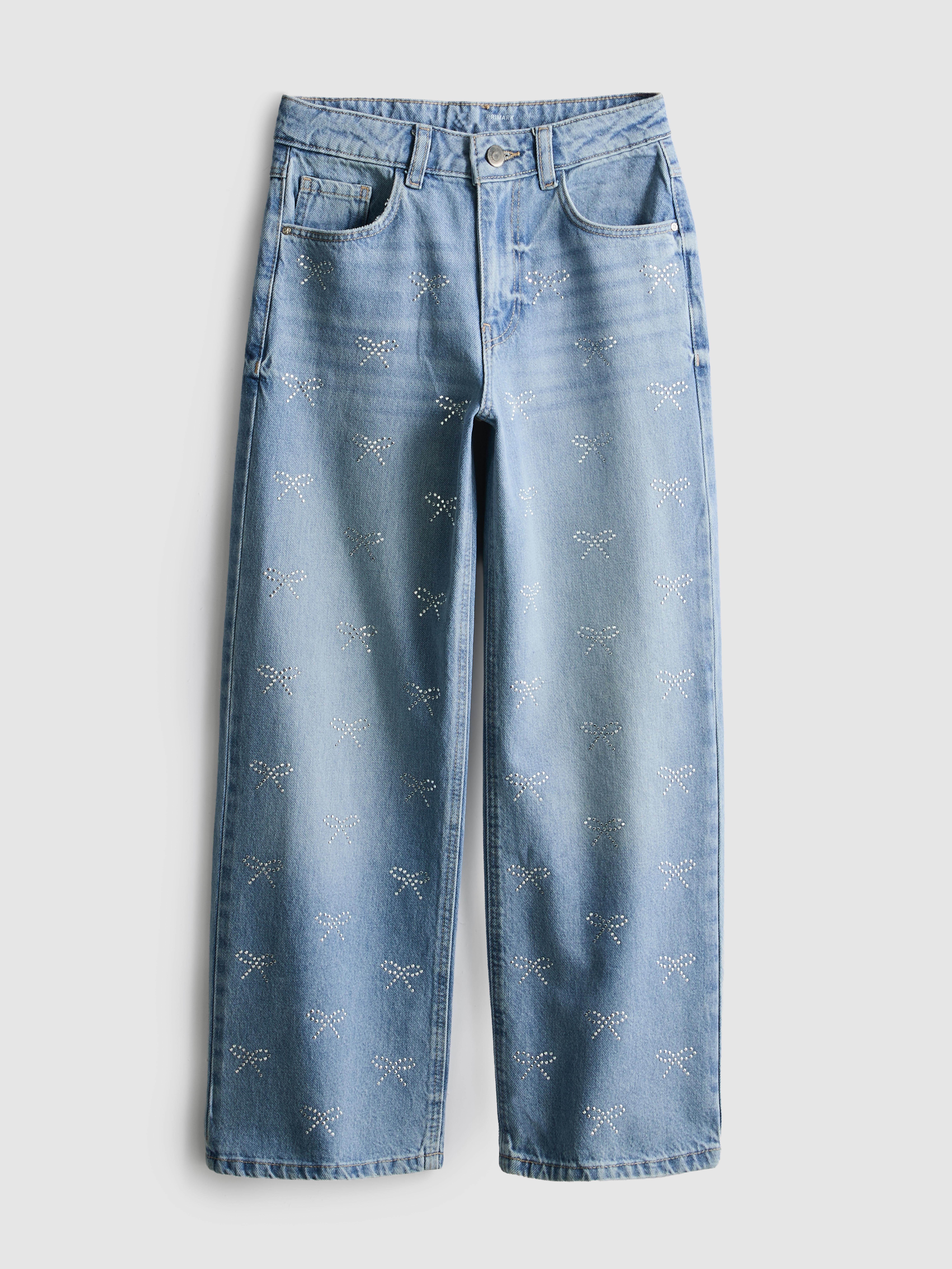 7–15 ans | Jean large à nœuds à strass