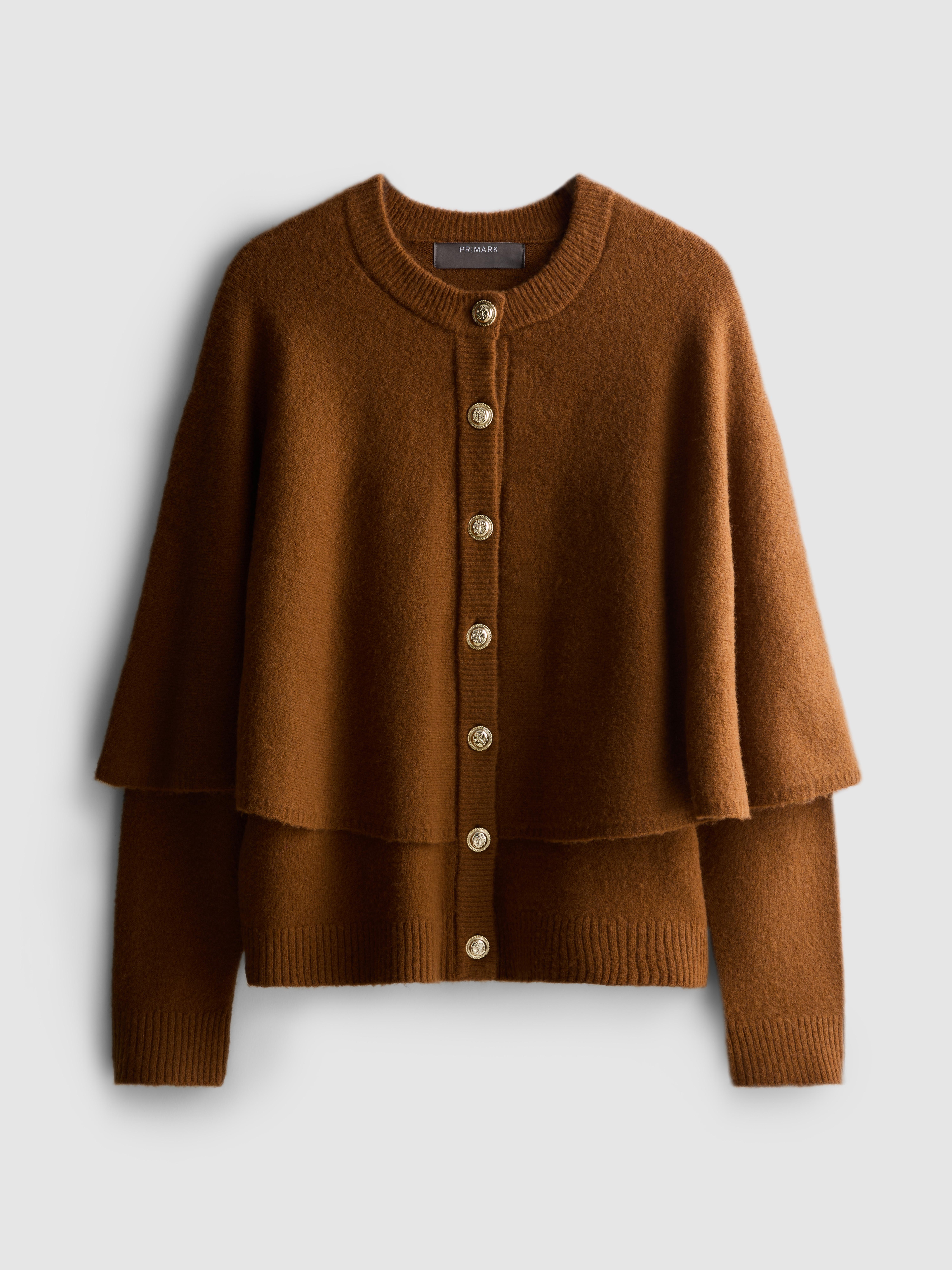 Button Detail Cape Cardigan