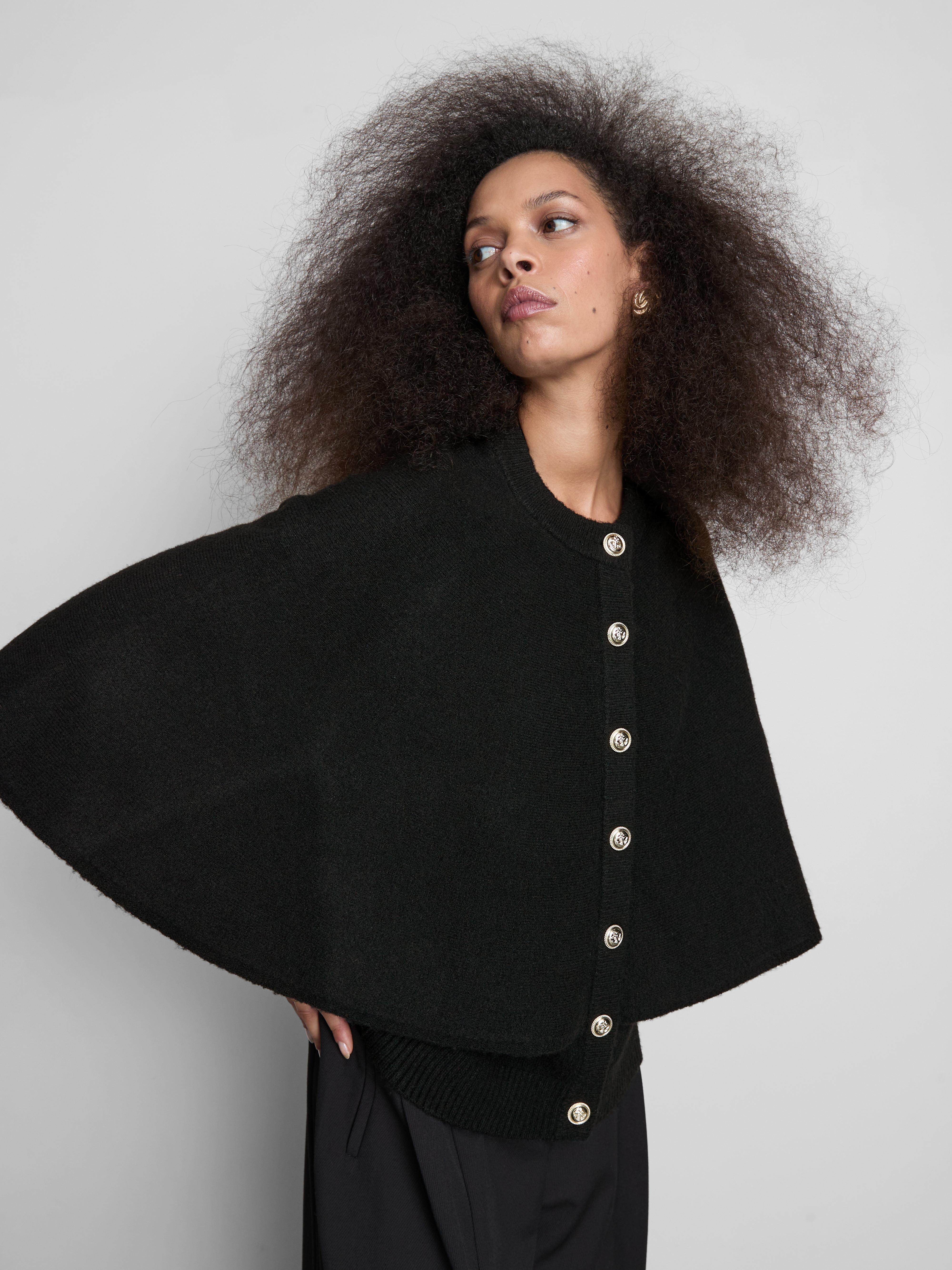Button Detail Cape Cardigan
