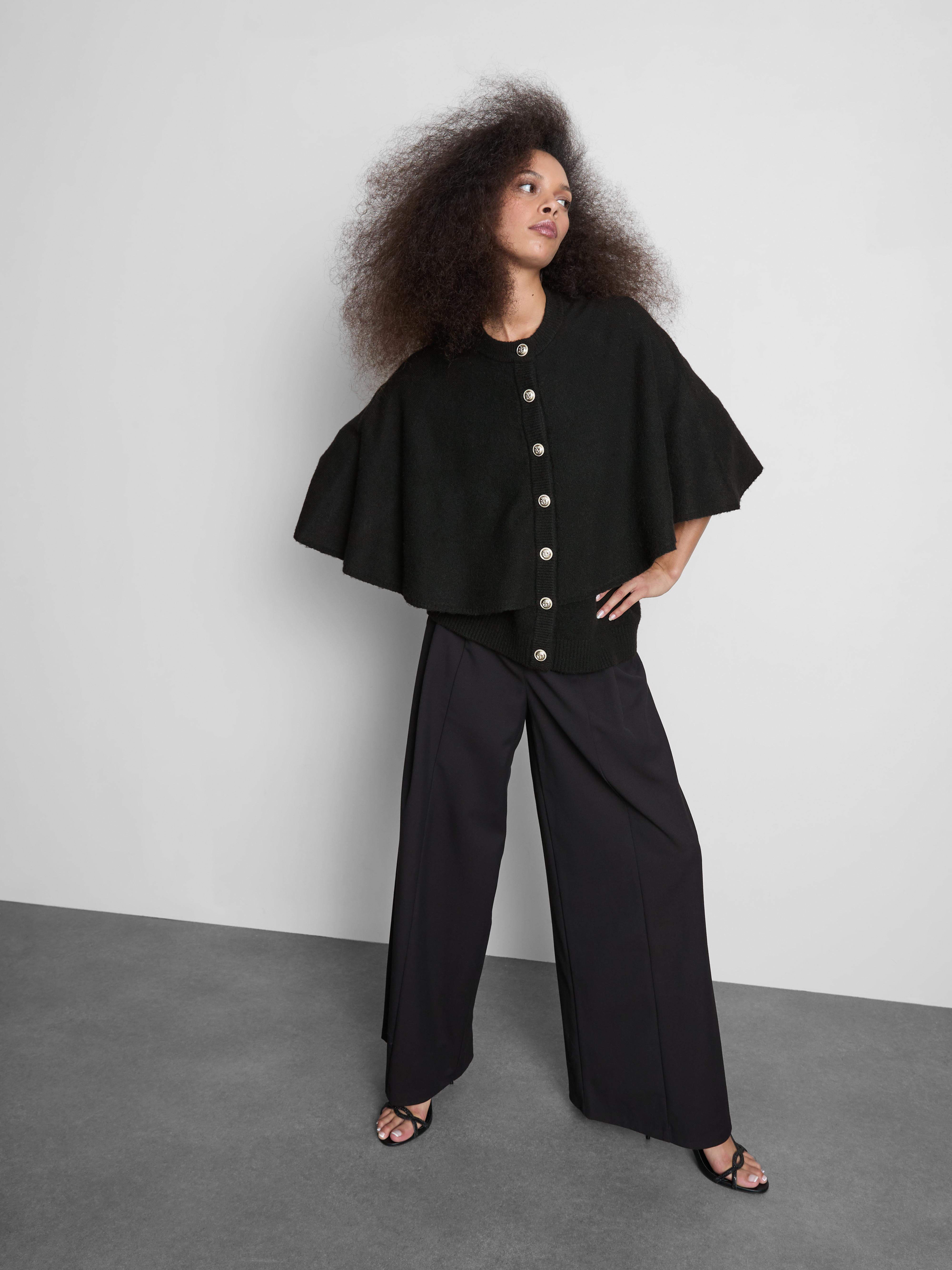 Button Detail Cape Cardigan