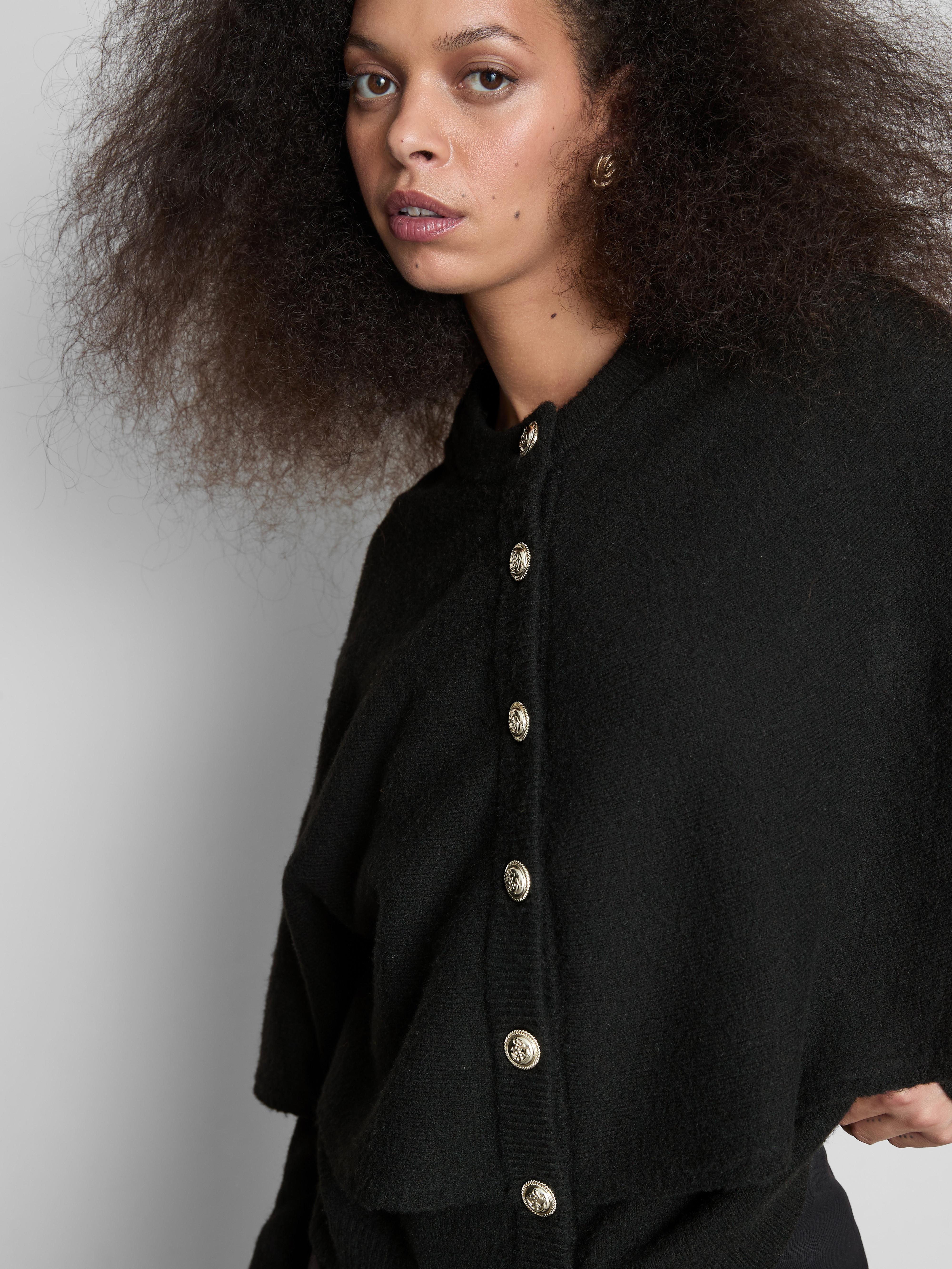 Button Detail Cape Cardigan