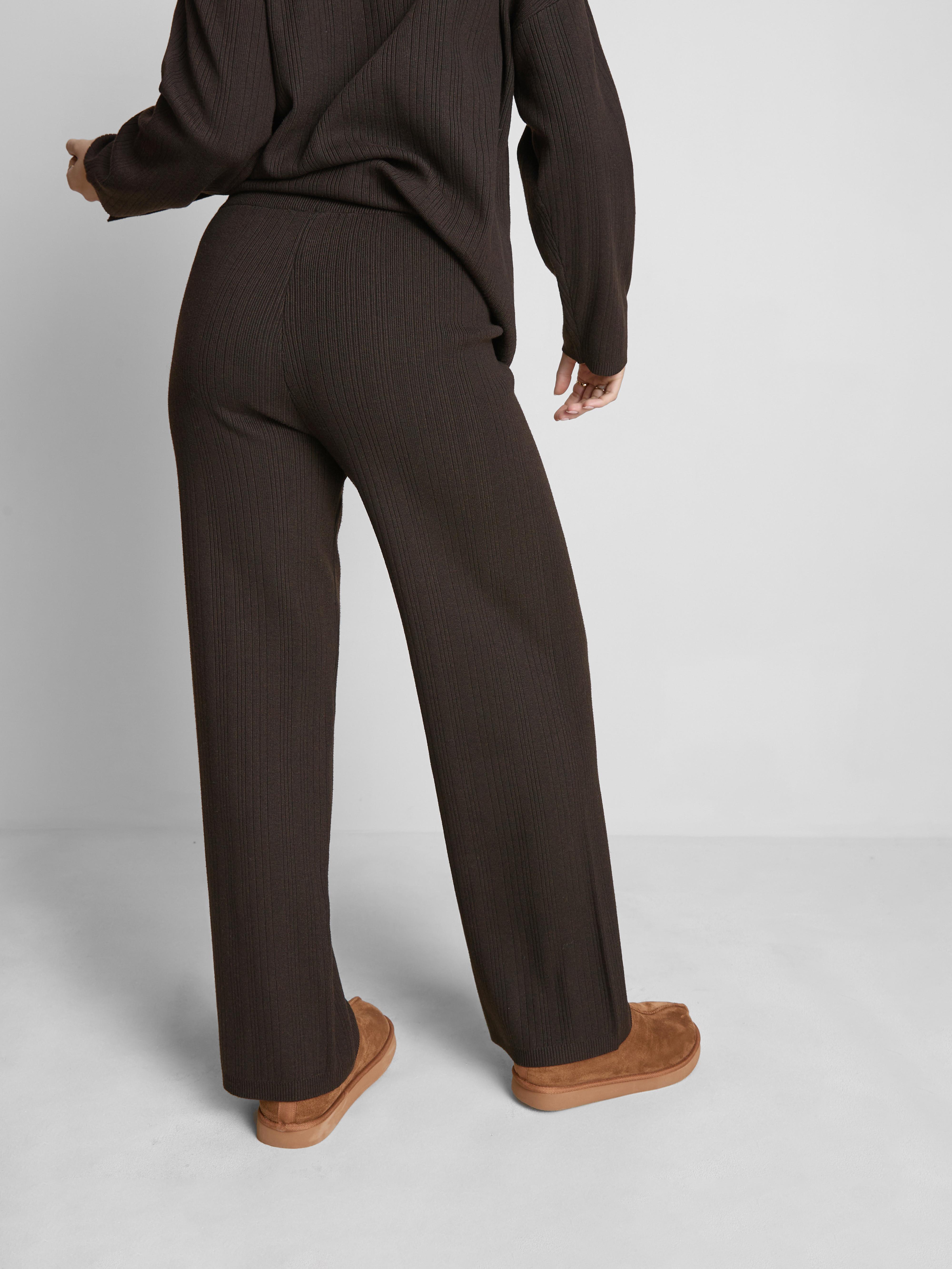 Relaxed Ribbed Straight Leg Trousers