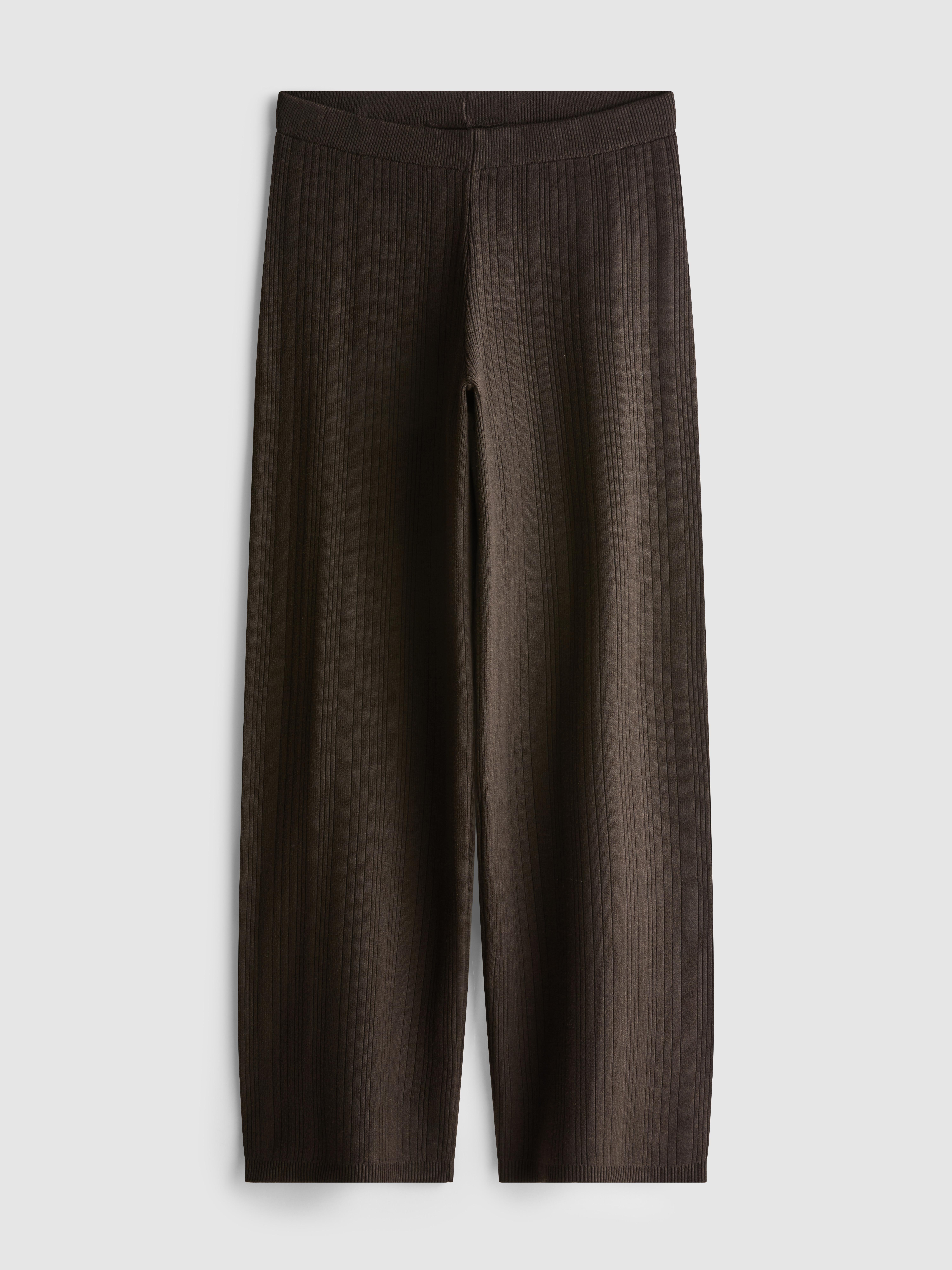 Relaxed Ribbed Straight Leg Trousers