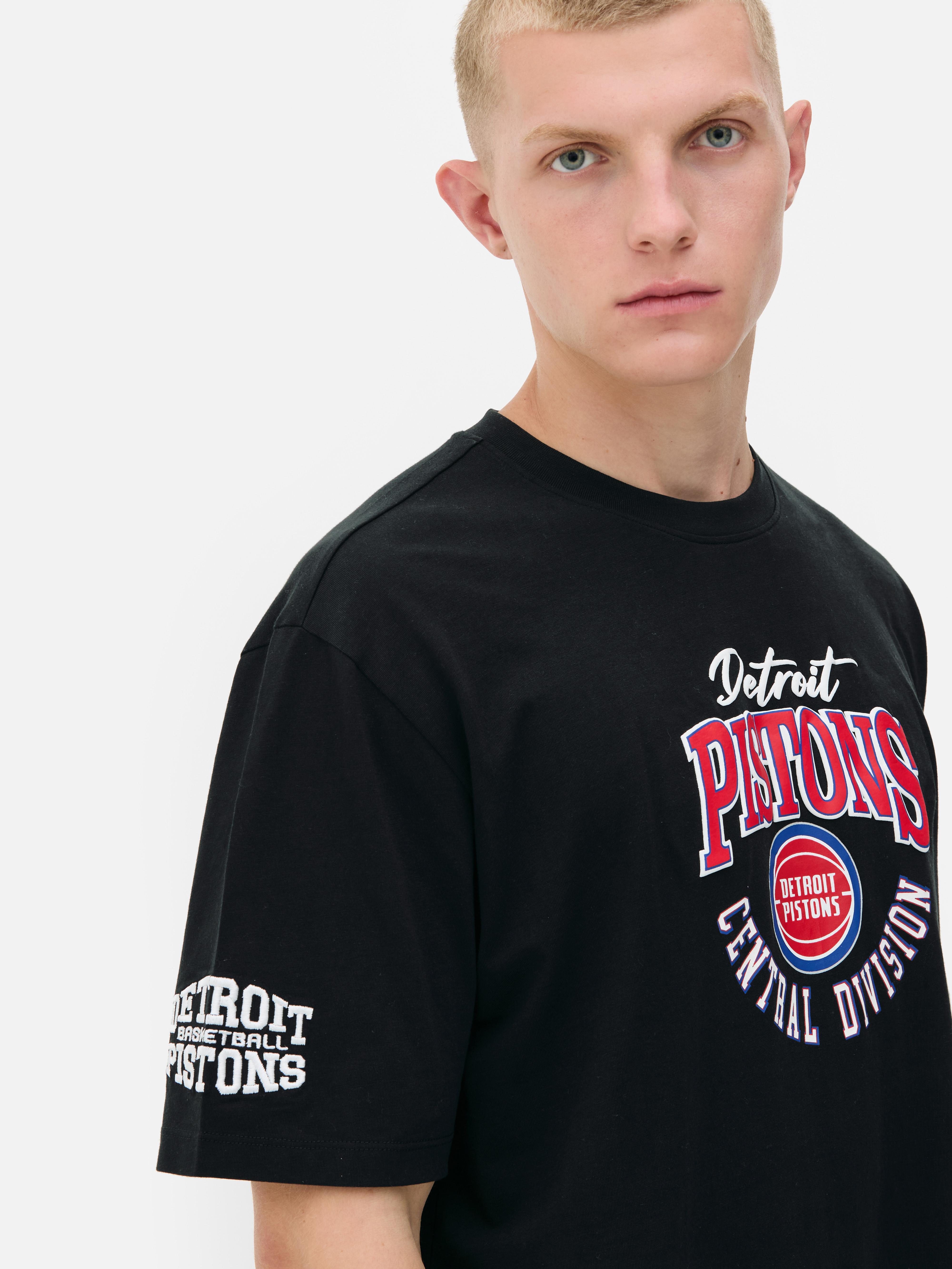 Men's;Women's;Unisex Black NBA Detroit Pistons Logo T-Shirt