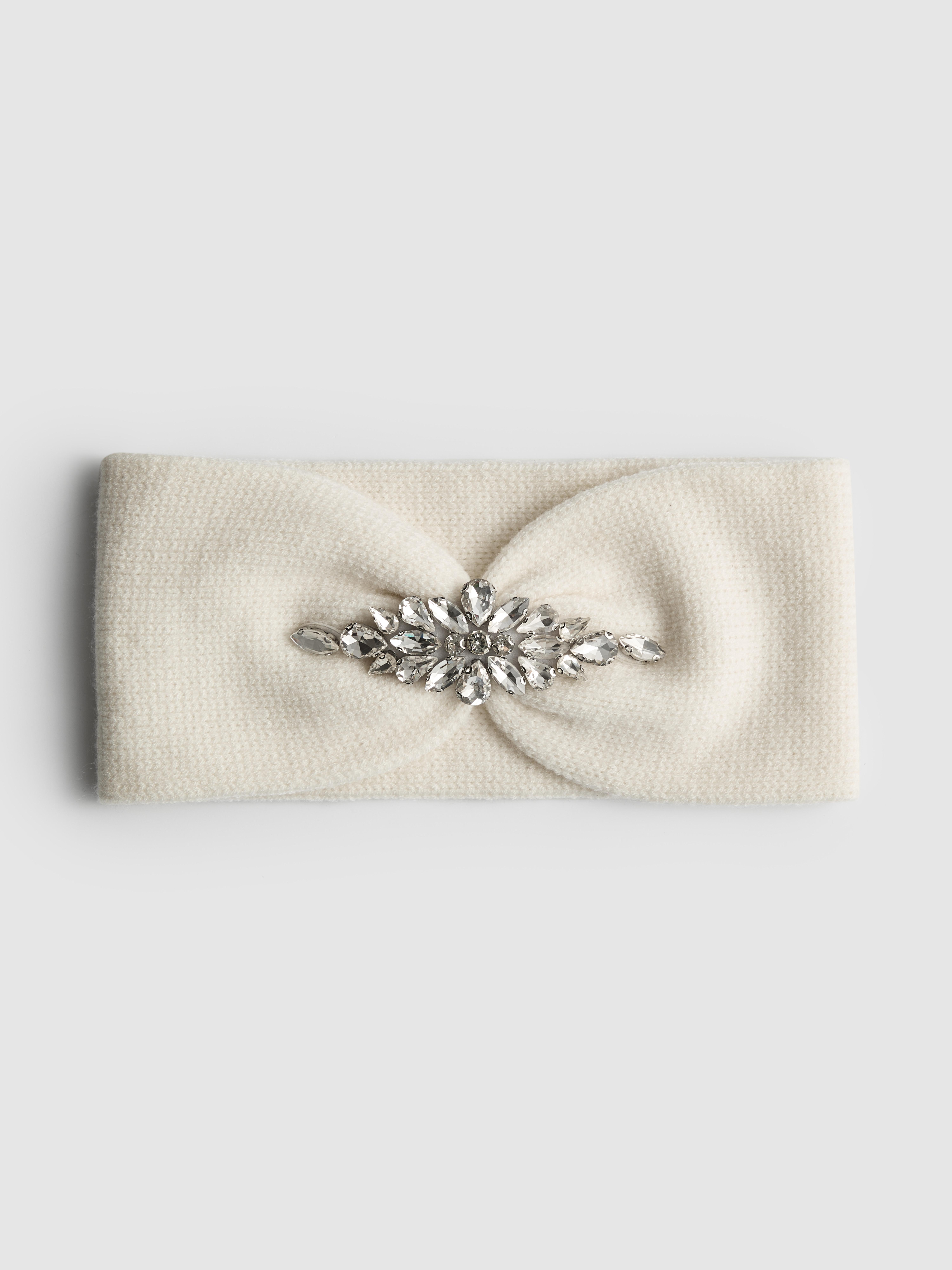Embellished Knitted Headband Cream