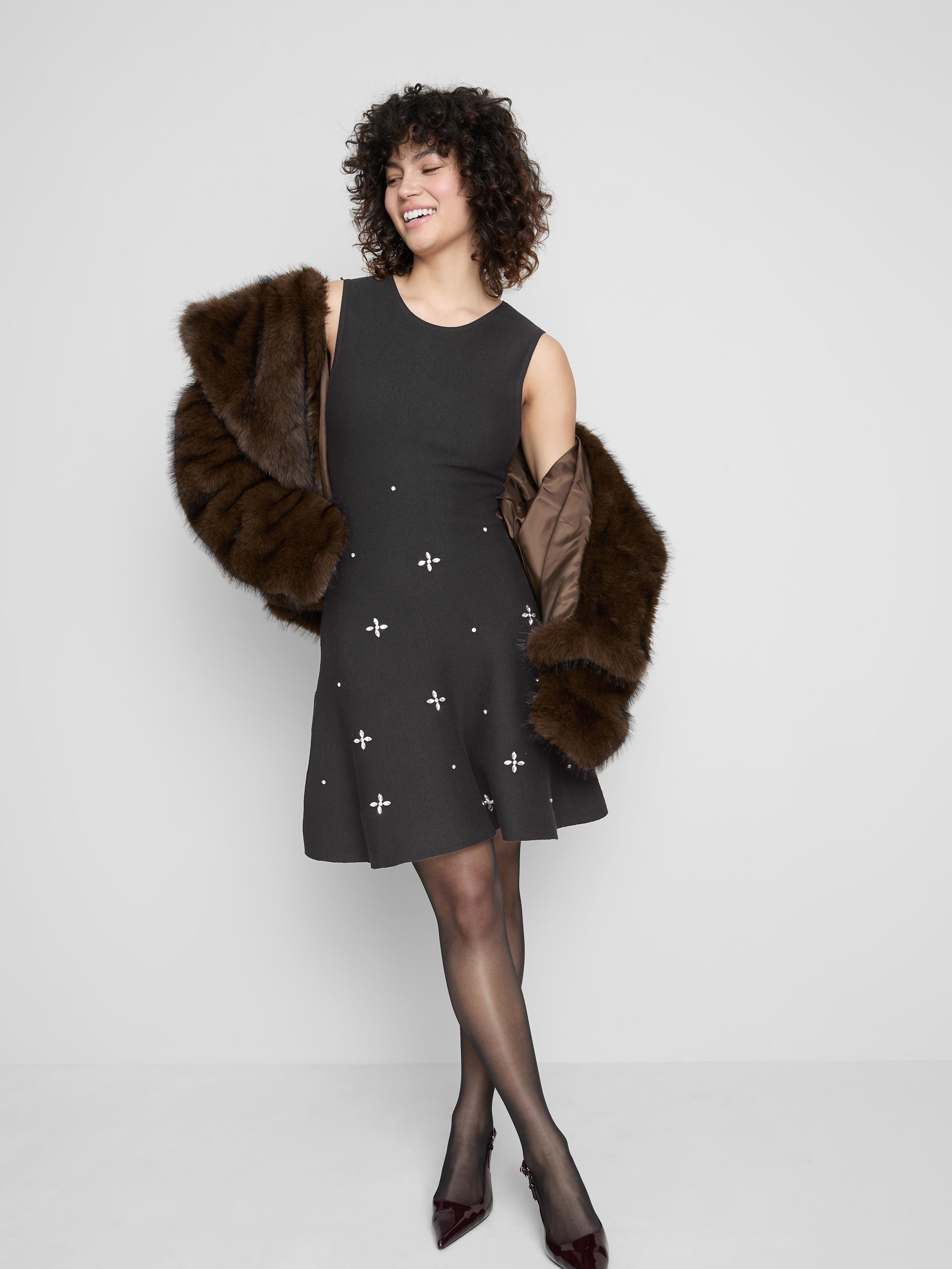 Embroidered Knit Mini Dress