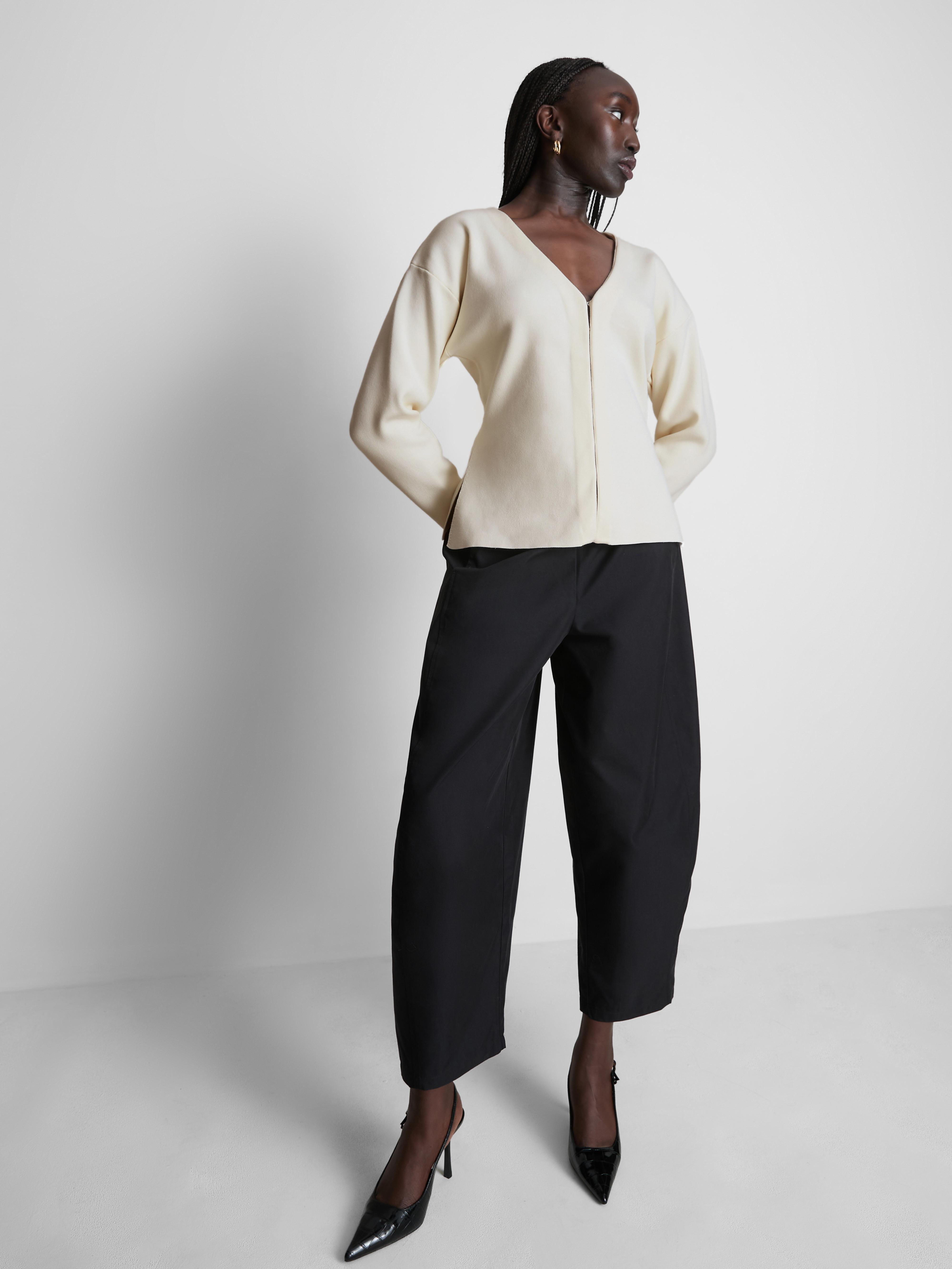 Women's Ivory Sculpted V-Neck Cardigan