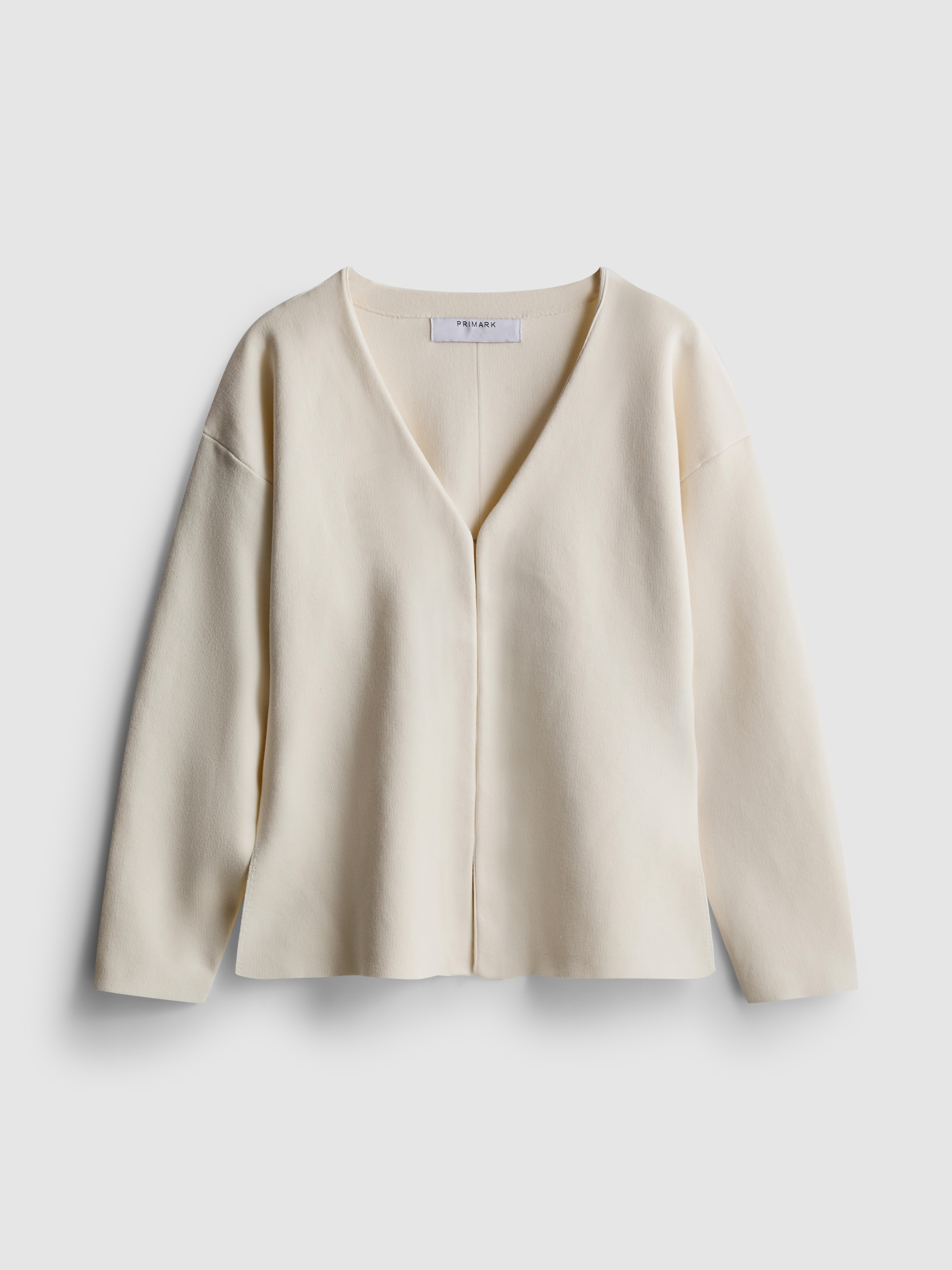 Women's Ivory Sculpted V-Neck Cardigan