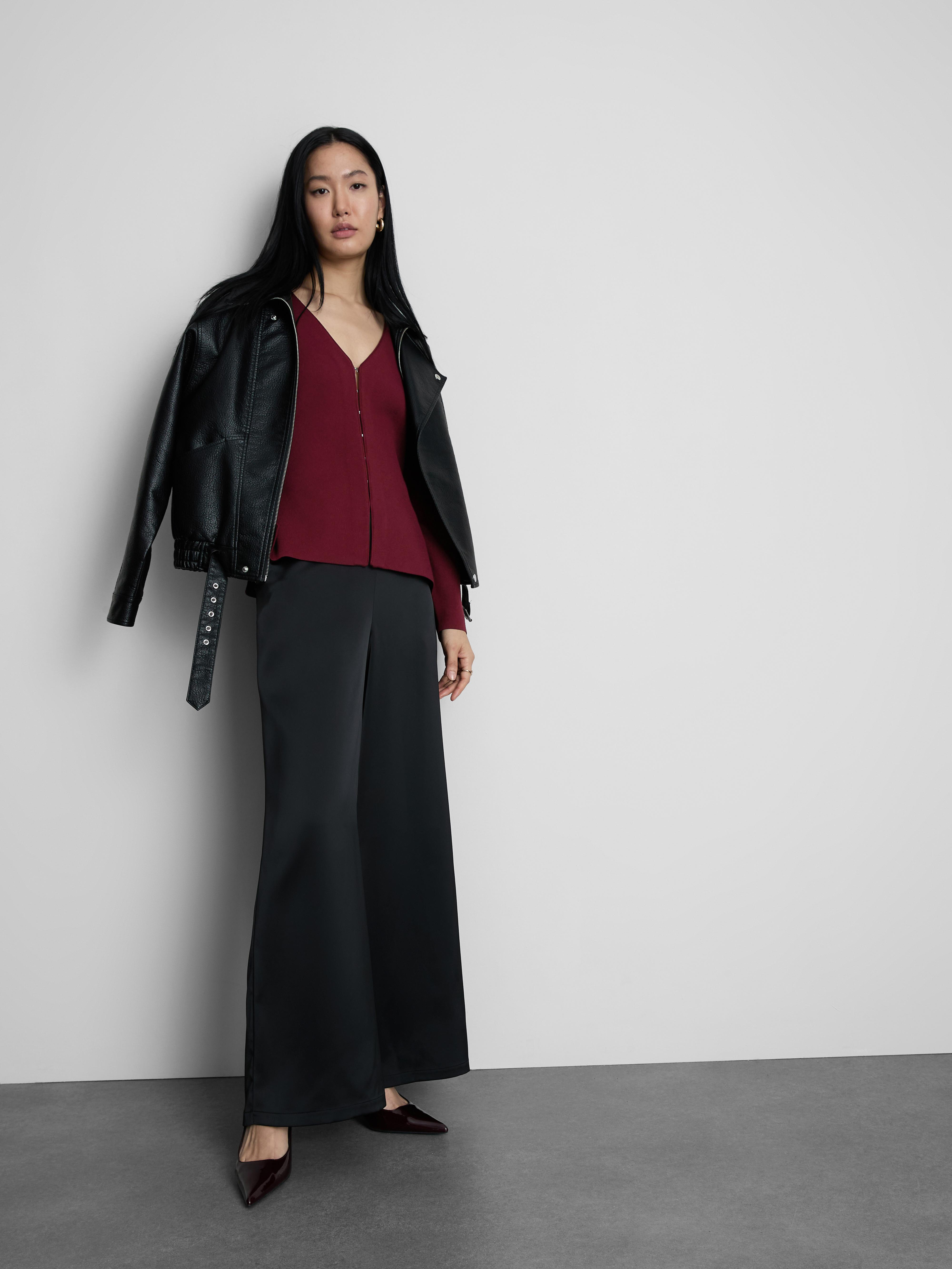 Women's Burgundy Sculpted V-Neck Cardigan