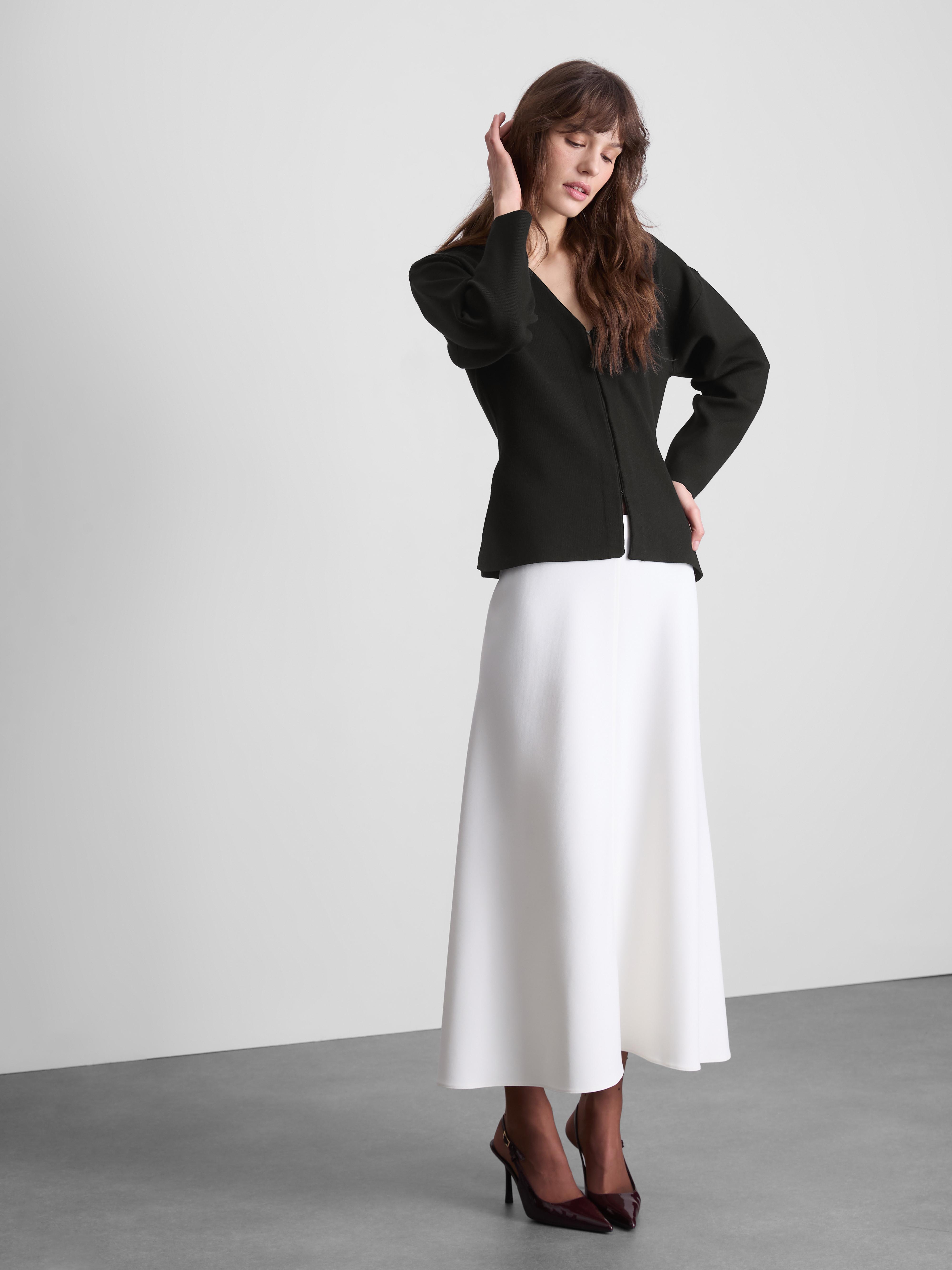 Women's Black Sculpted V-Neck Cardigan