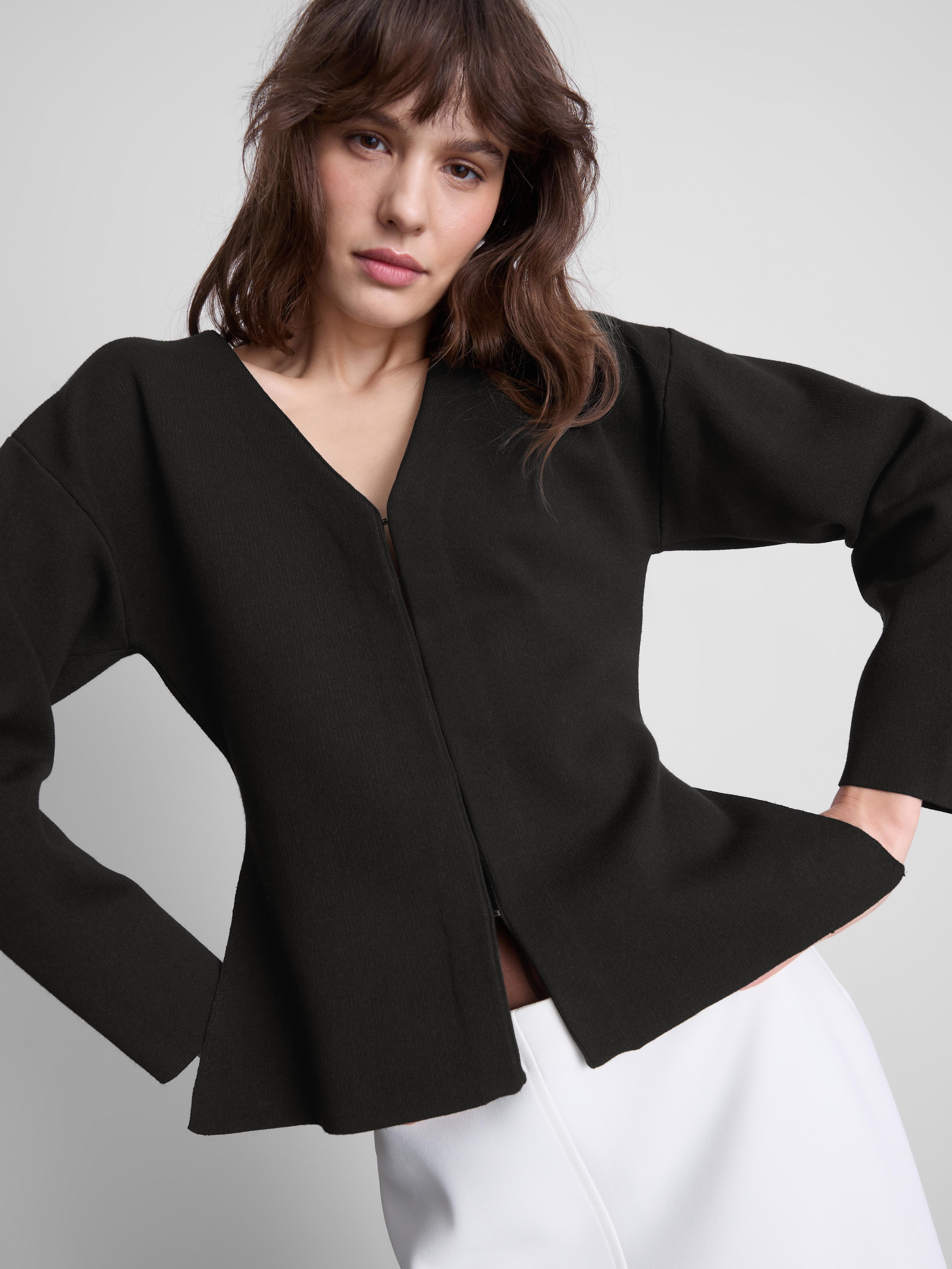 Women's Black Sculpted V-Neck Cardigan