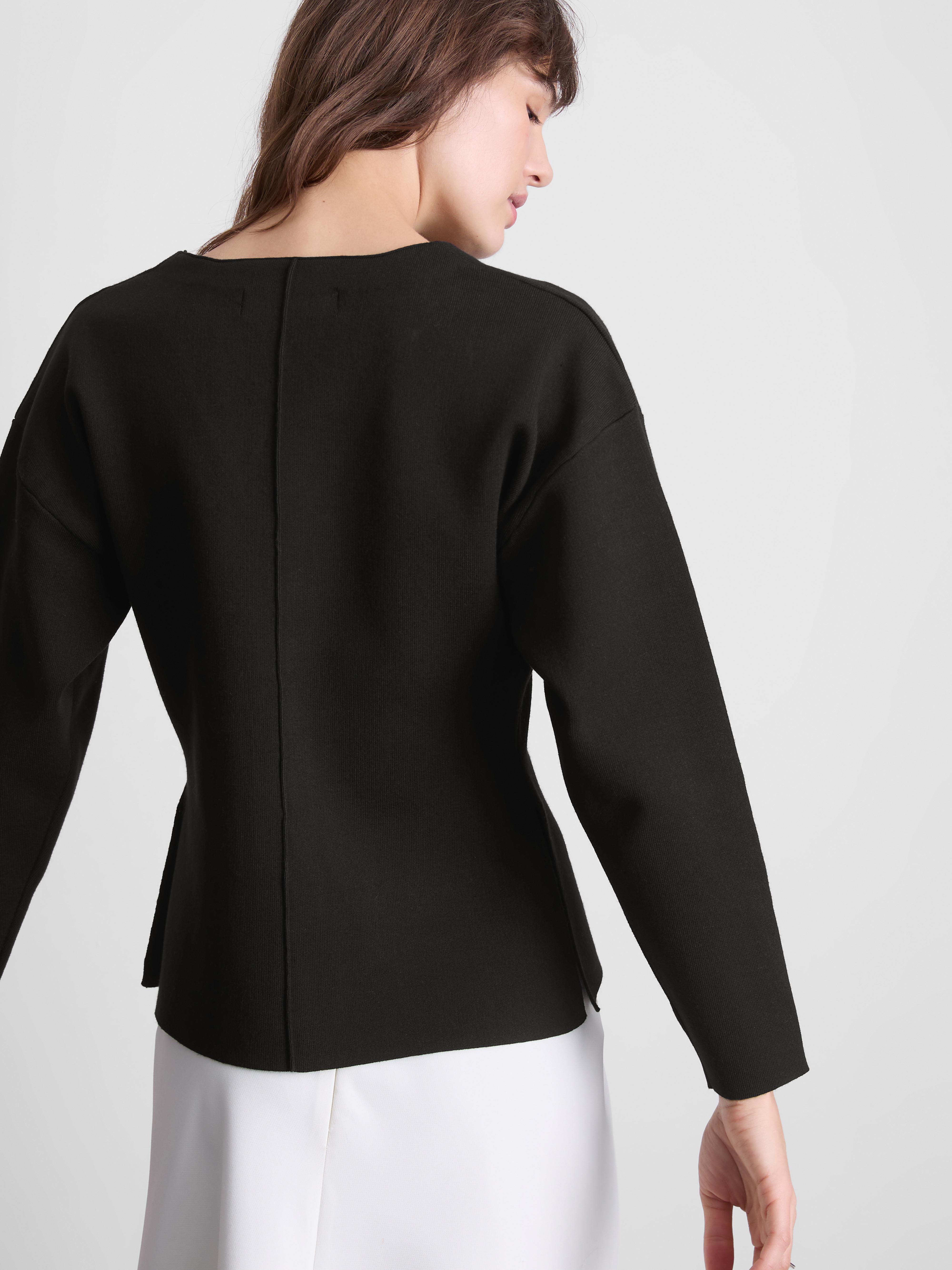 Women's Black Sculpted V-Neck Cardigan