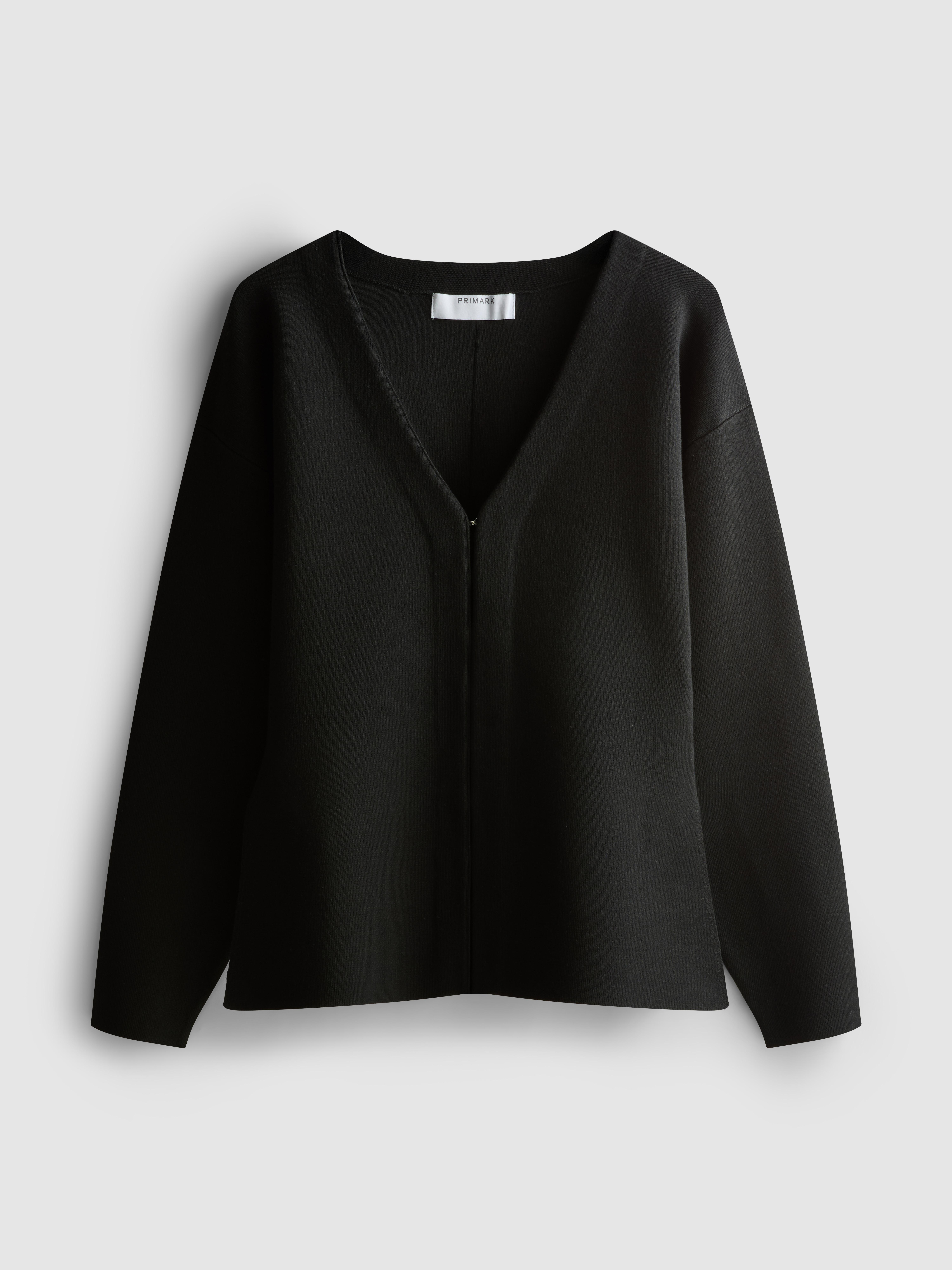 Women's Black Sculpted V-Neck Cardigan