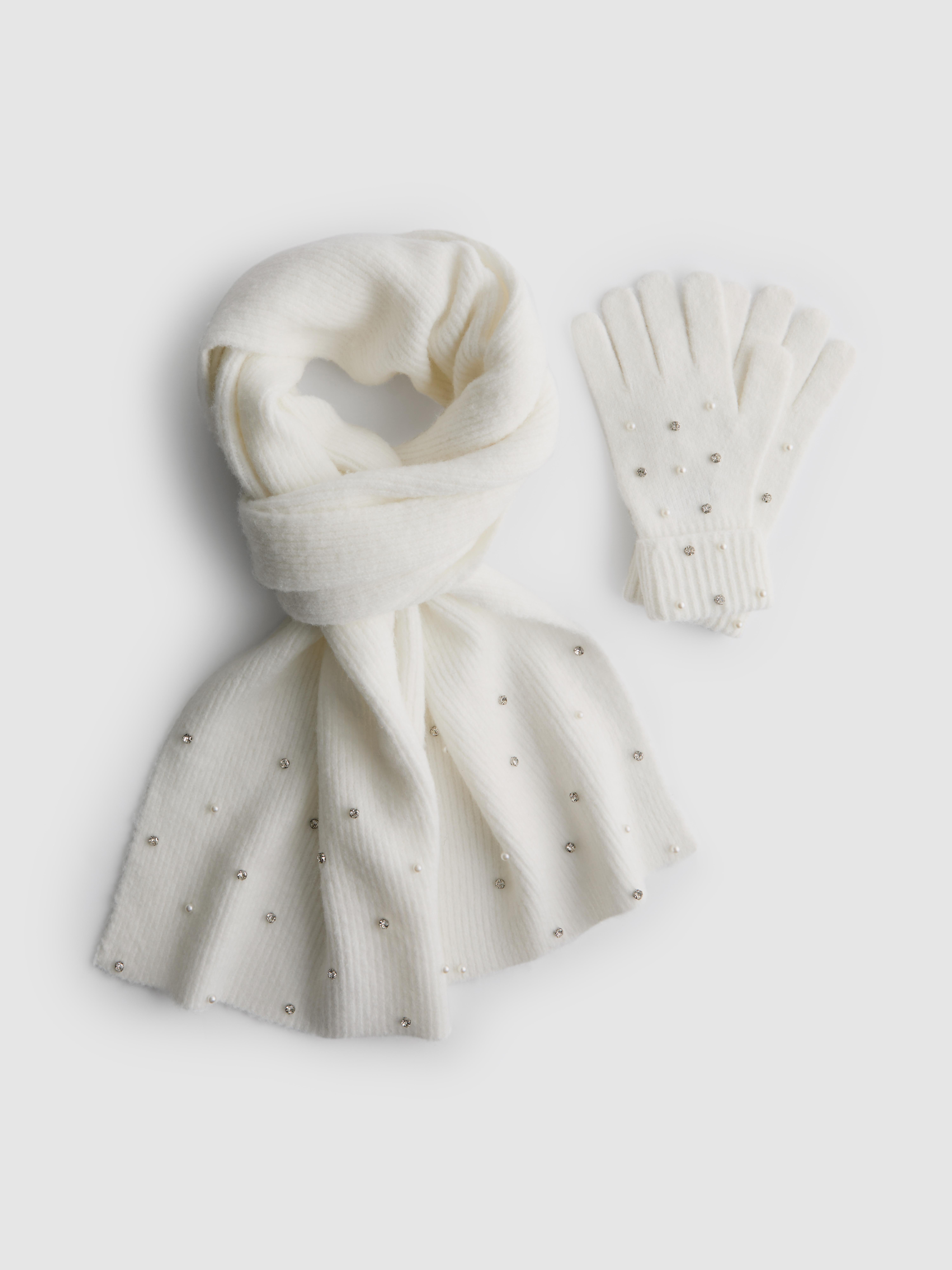Embellished Glove and Scarf Set