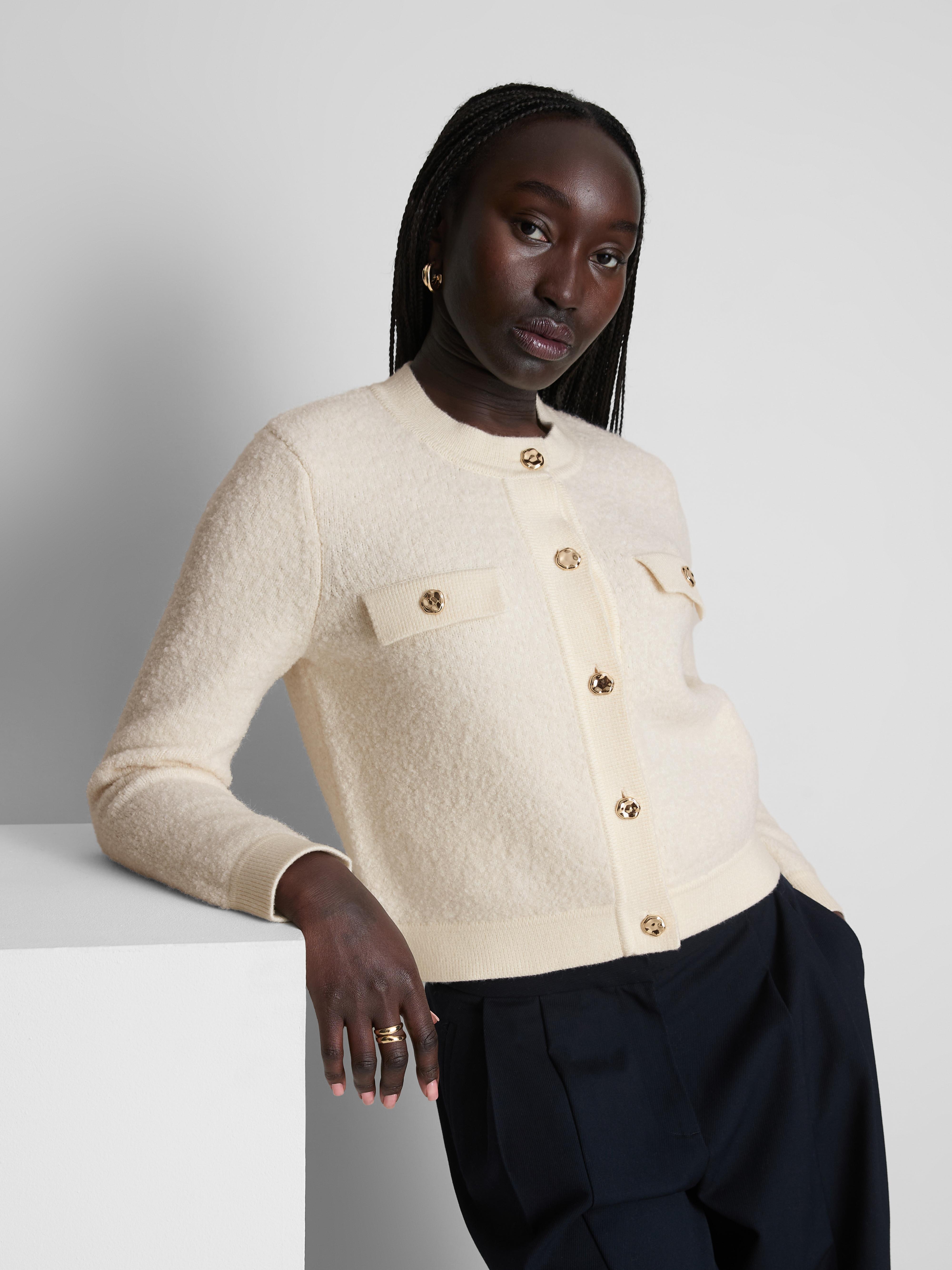 Boucle Button Detail Cardigan