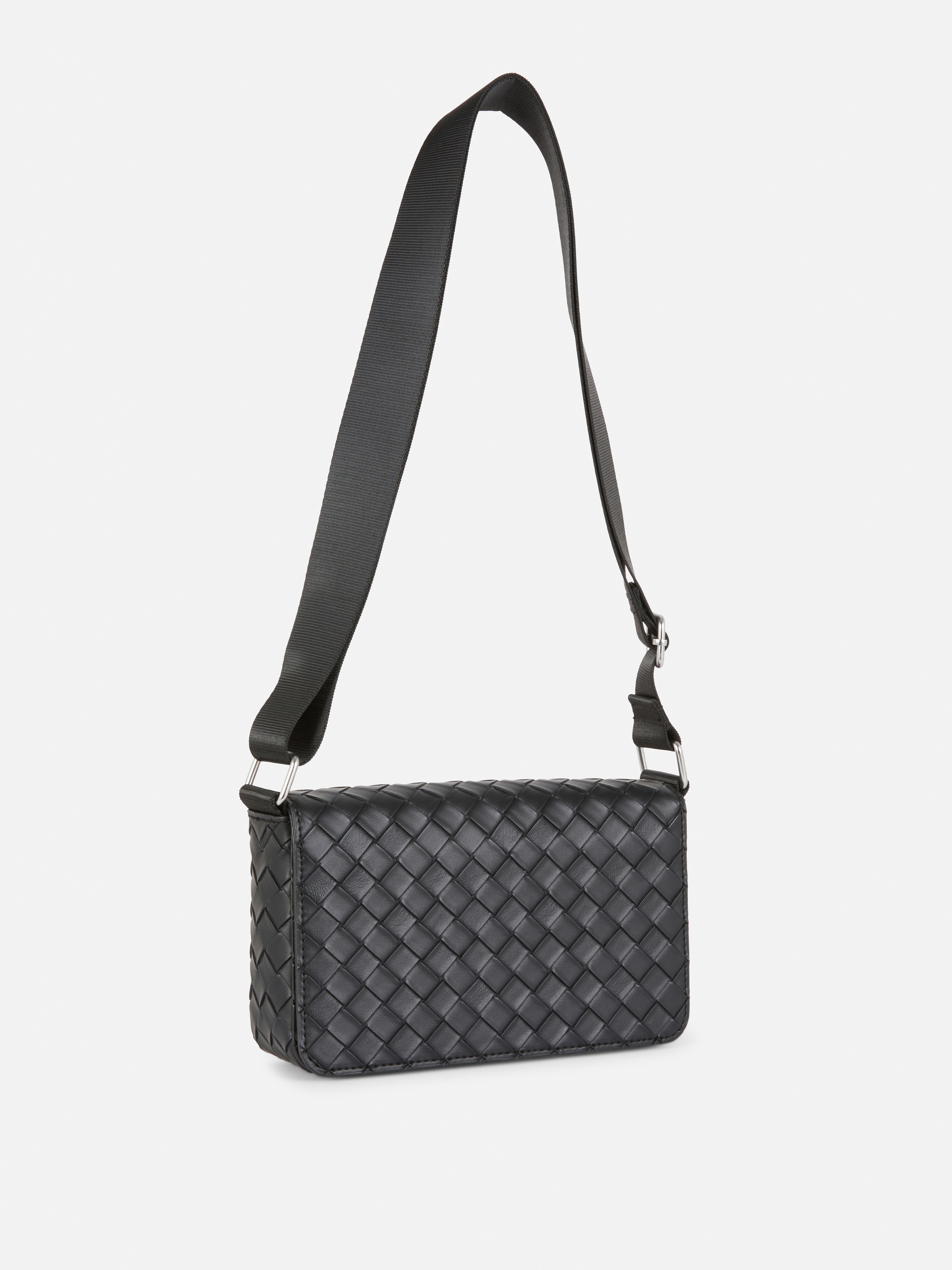 Men's Black Kem Woven Crossbody Purse | Primark