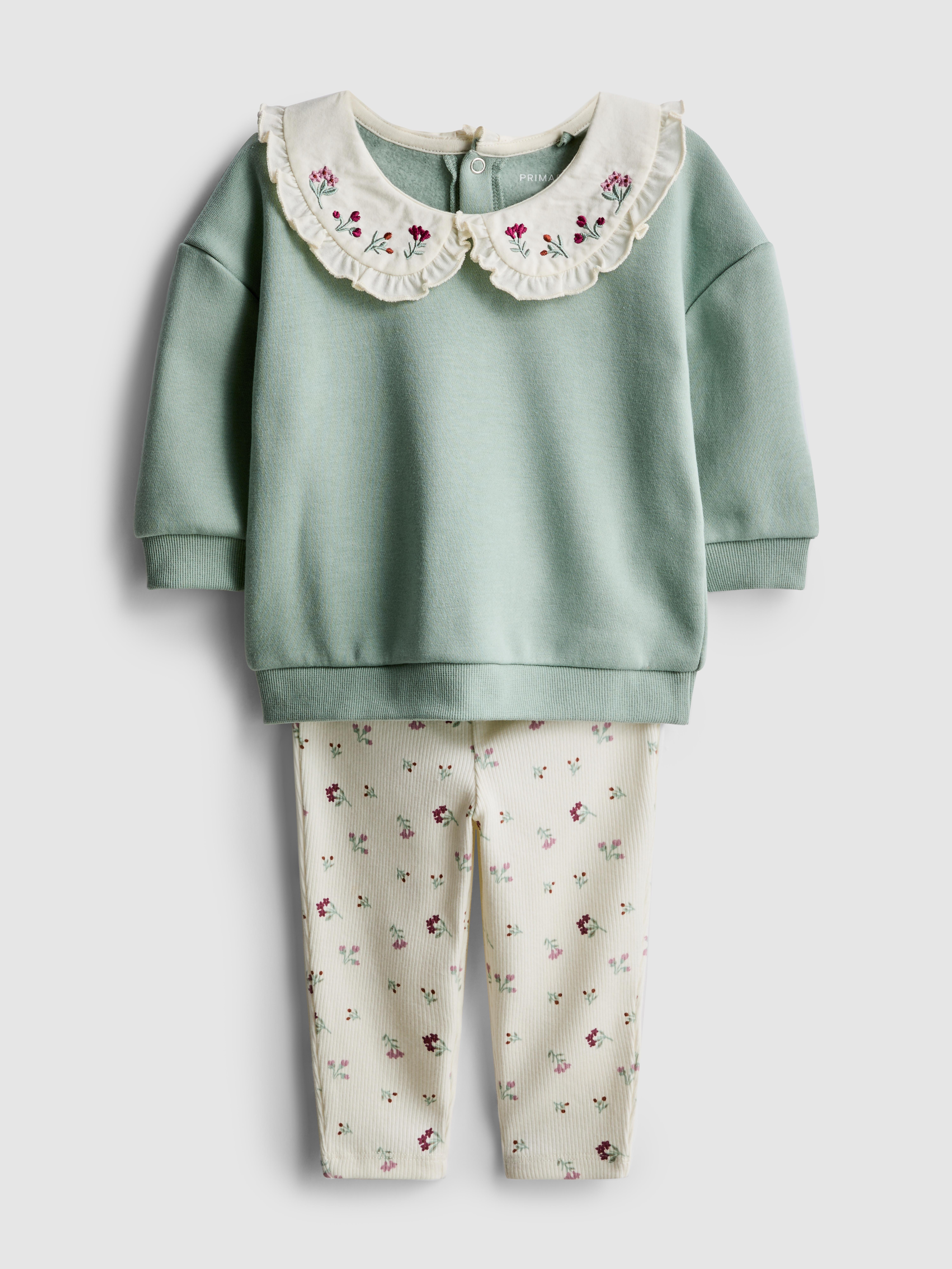 Baby Girls Teal 0-36mths | Collared Sweatshirt and Leggings Set