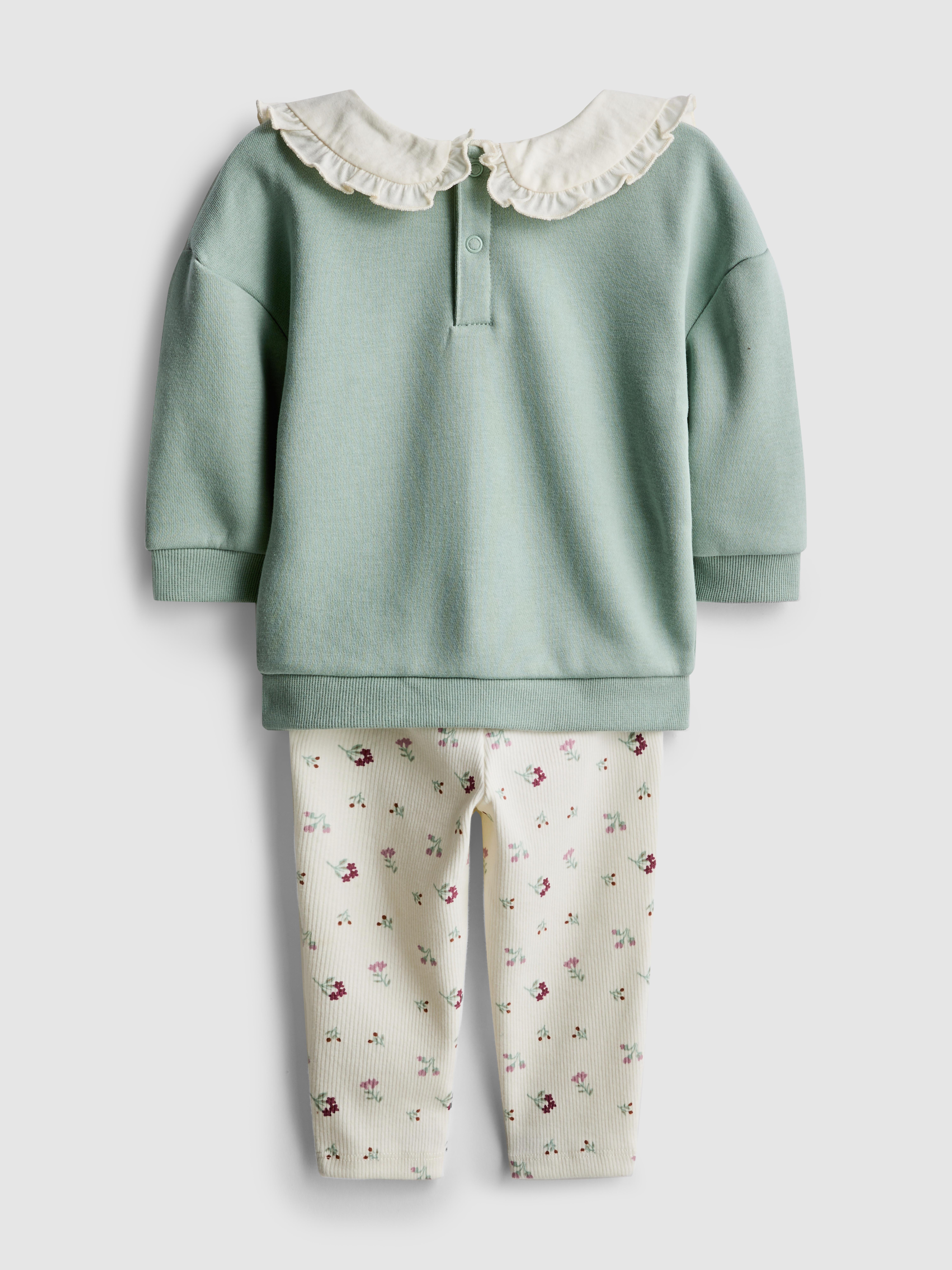 Baby Girls Teal 0-36mths | Collared Sweatshirt and Leggings Set