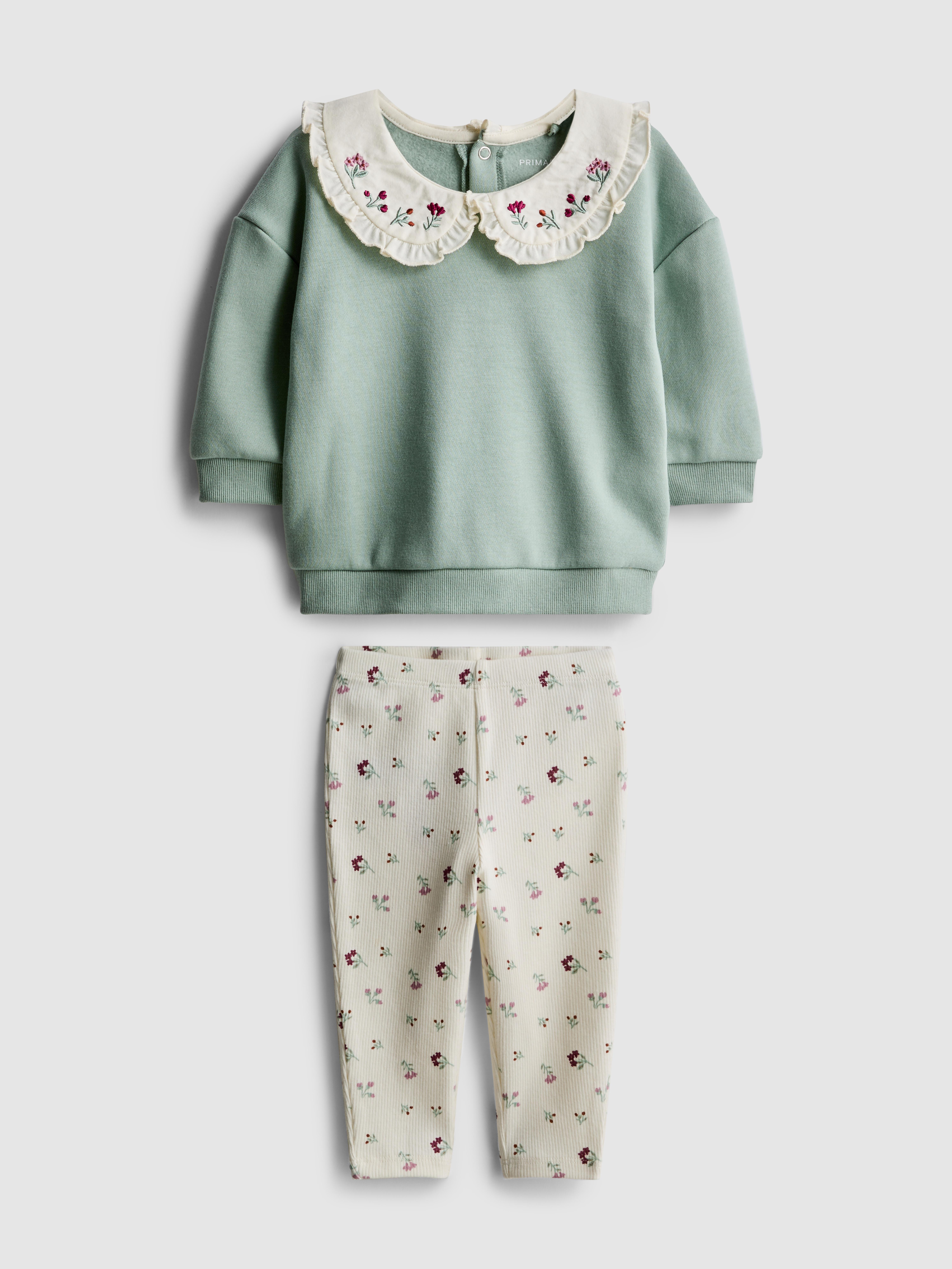 Baby Girls Teal 0-36mths | Collared Sweatshirt and Leggings Set