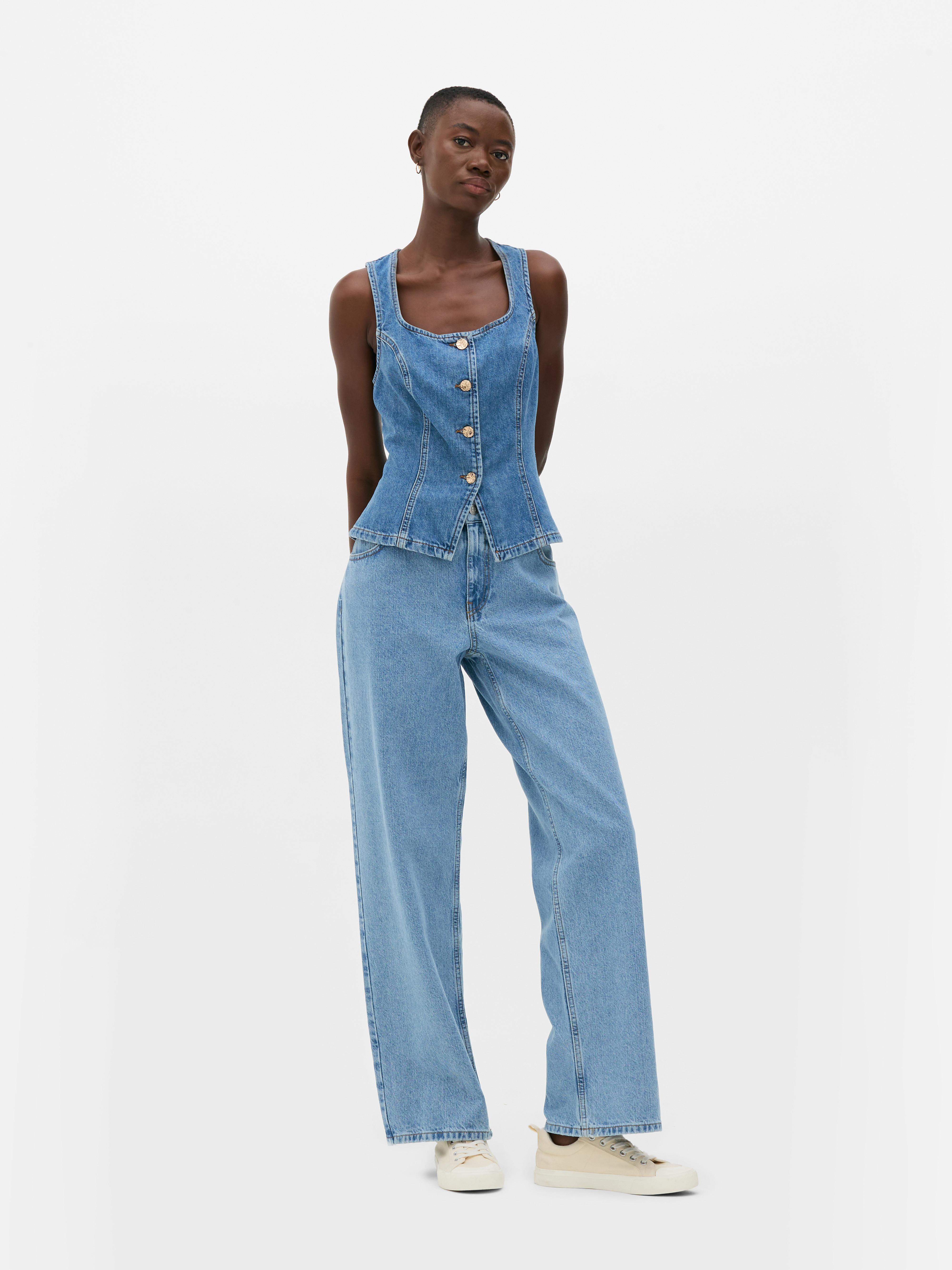 Square Neck Denim Waistcoat