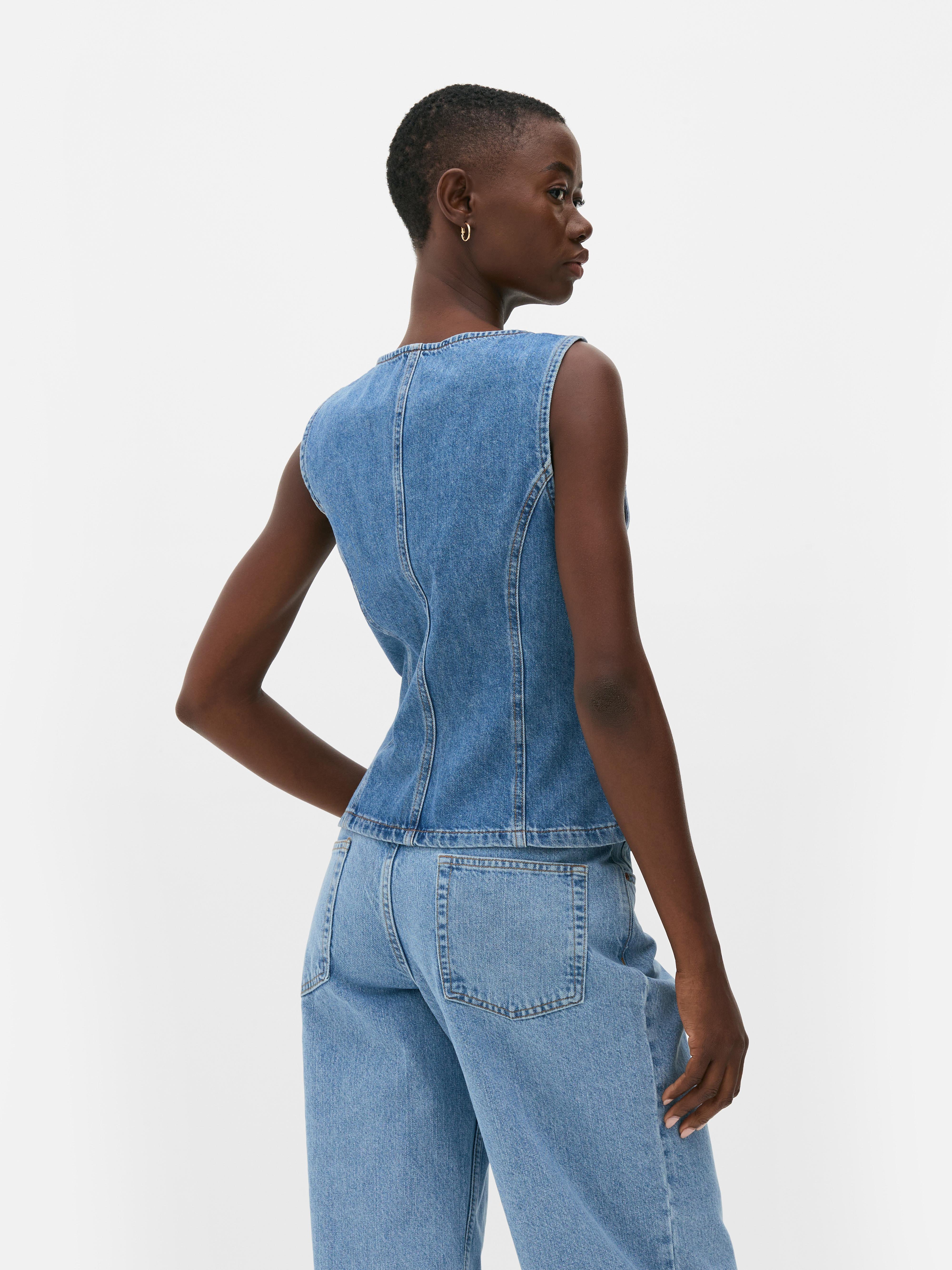 Square Neck Denim Waistcoat