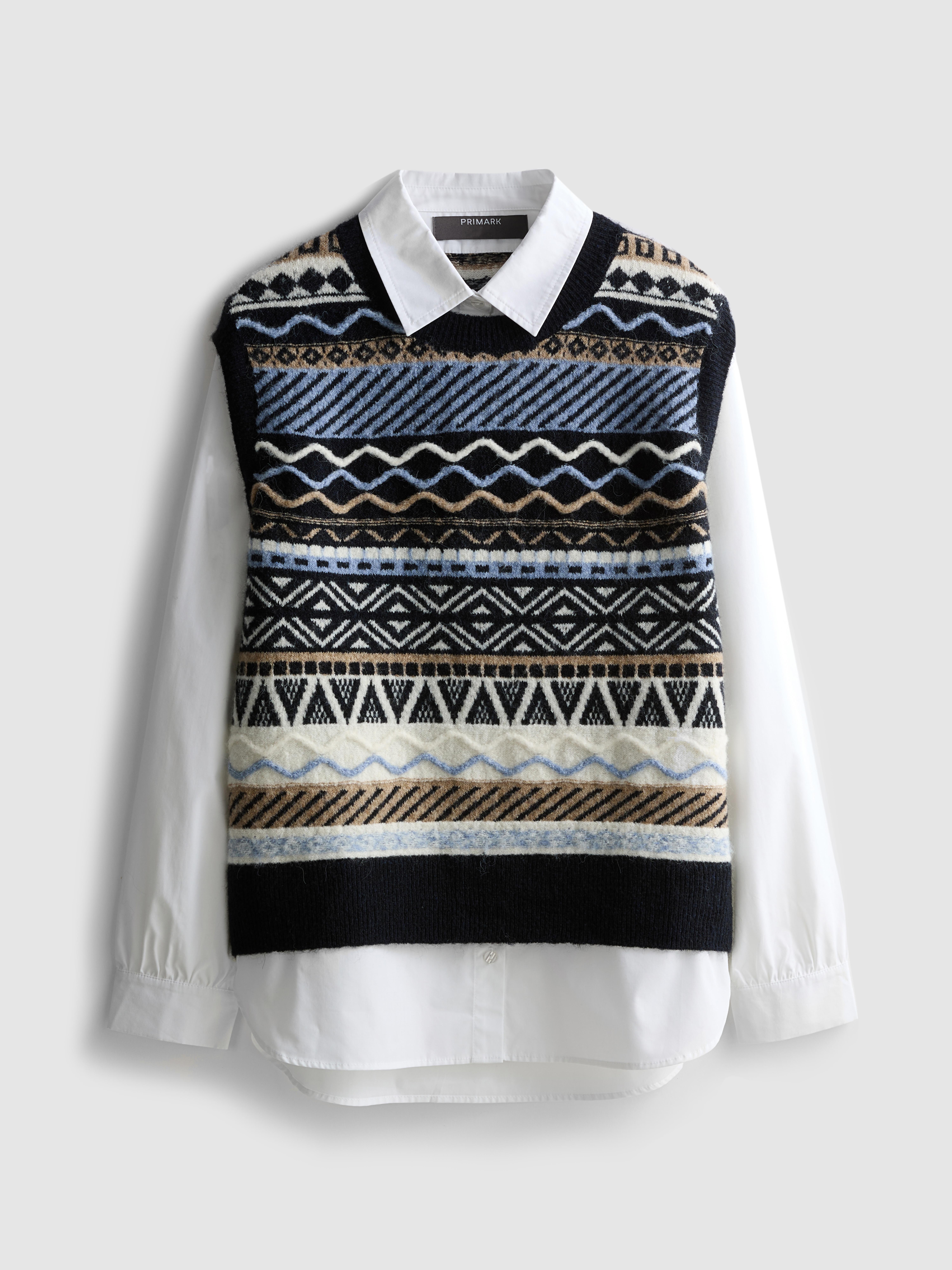 2 in 1 Knit Vest and Shirt