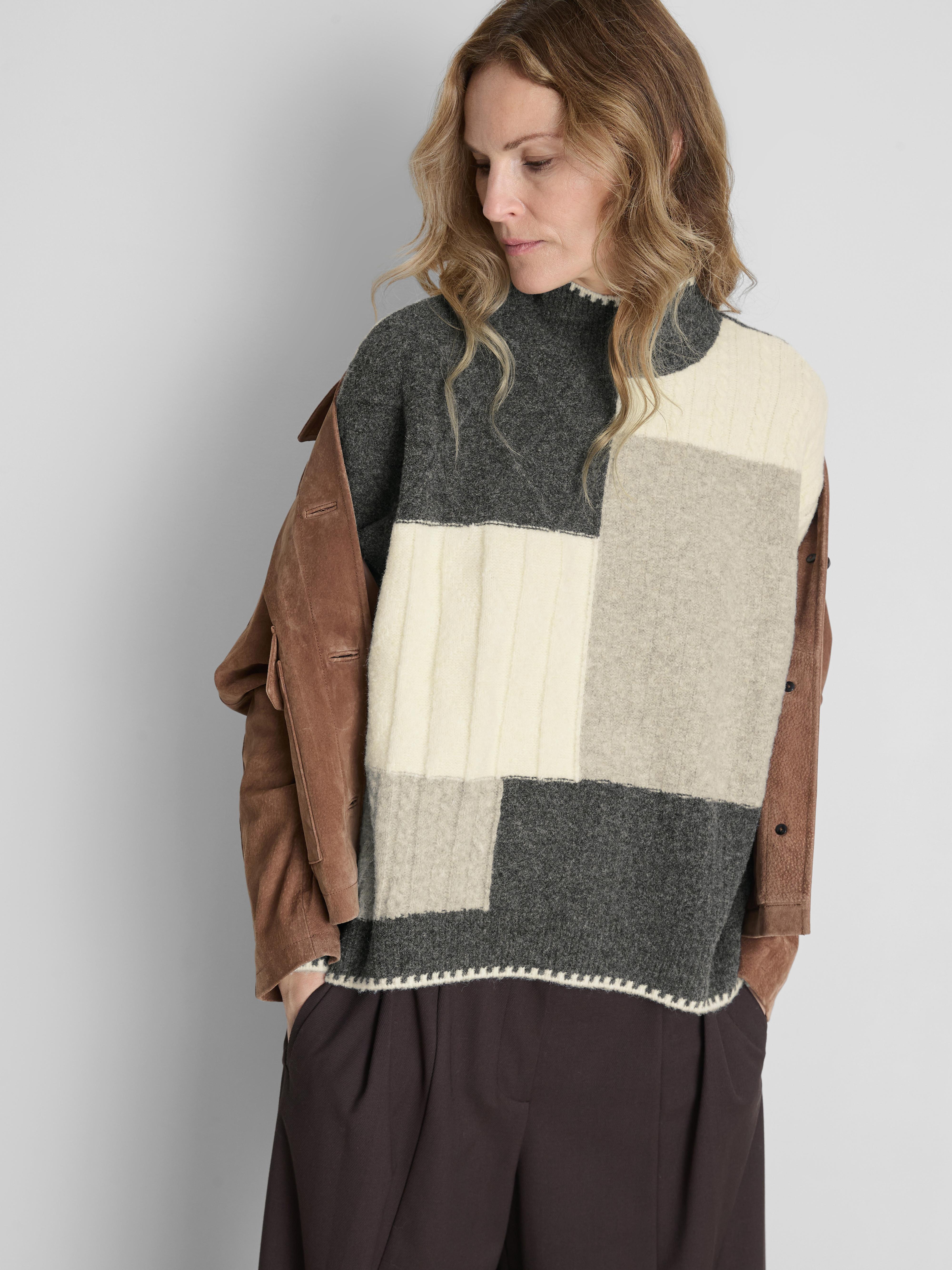Patchwork Cable Knit Jumper