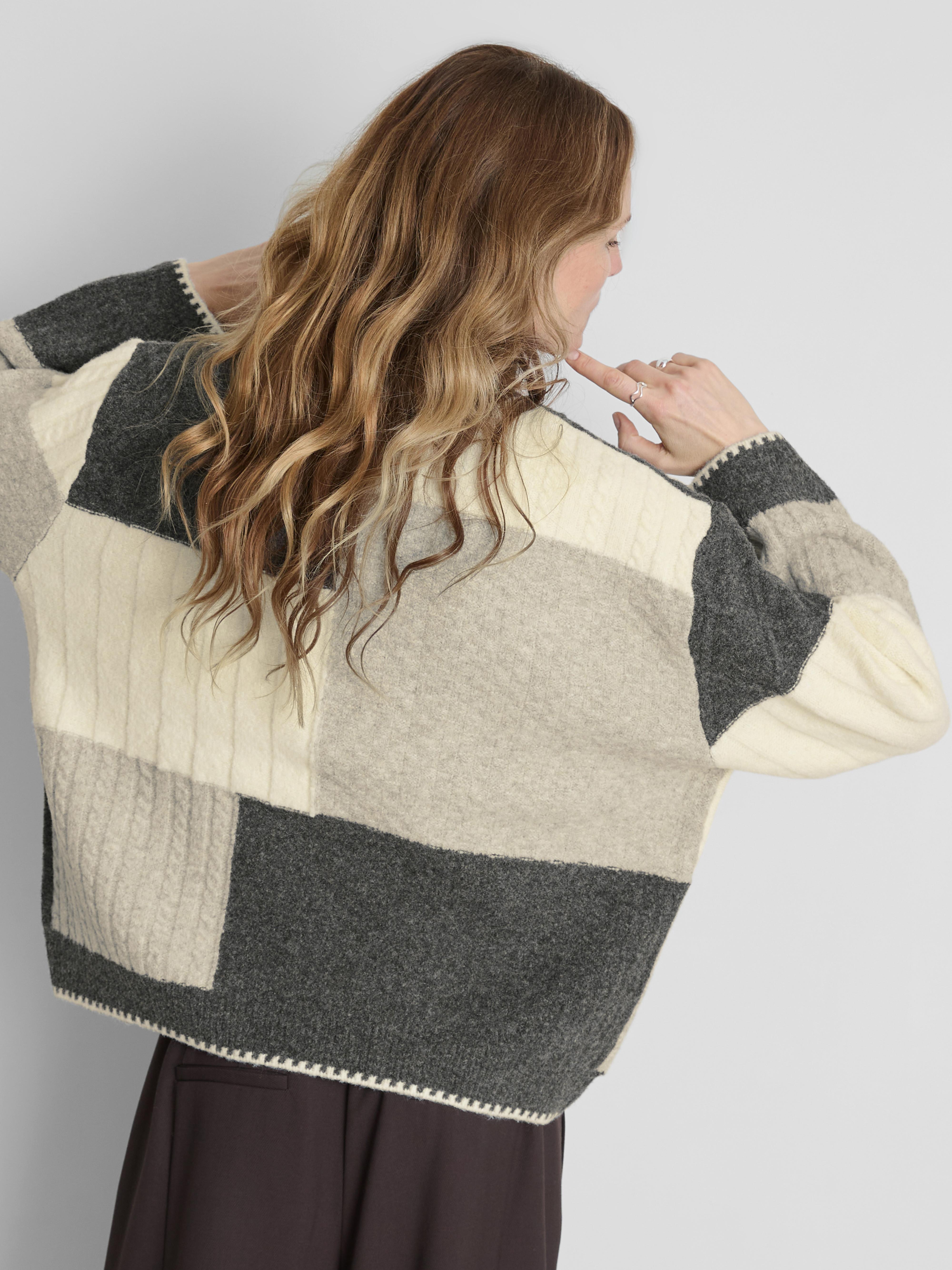 Patchwork Cable Knit Jumper
